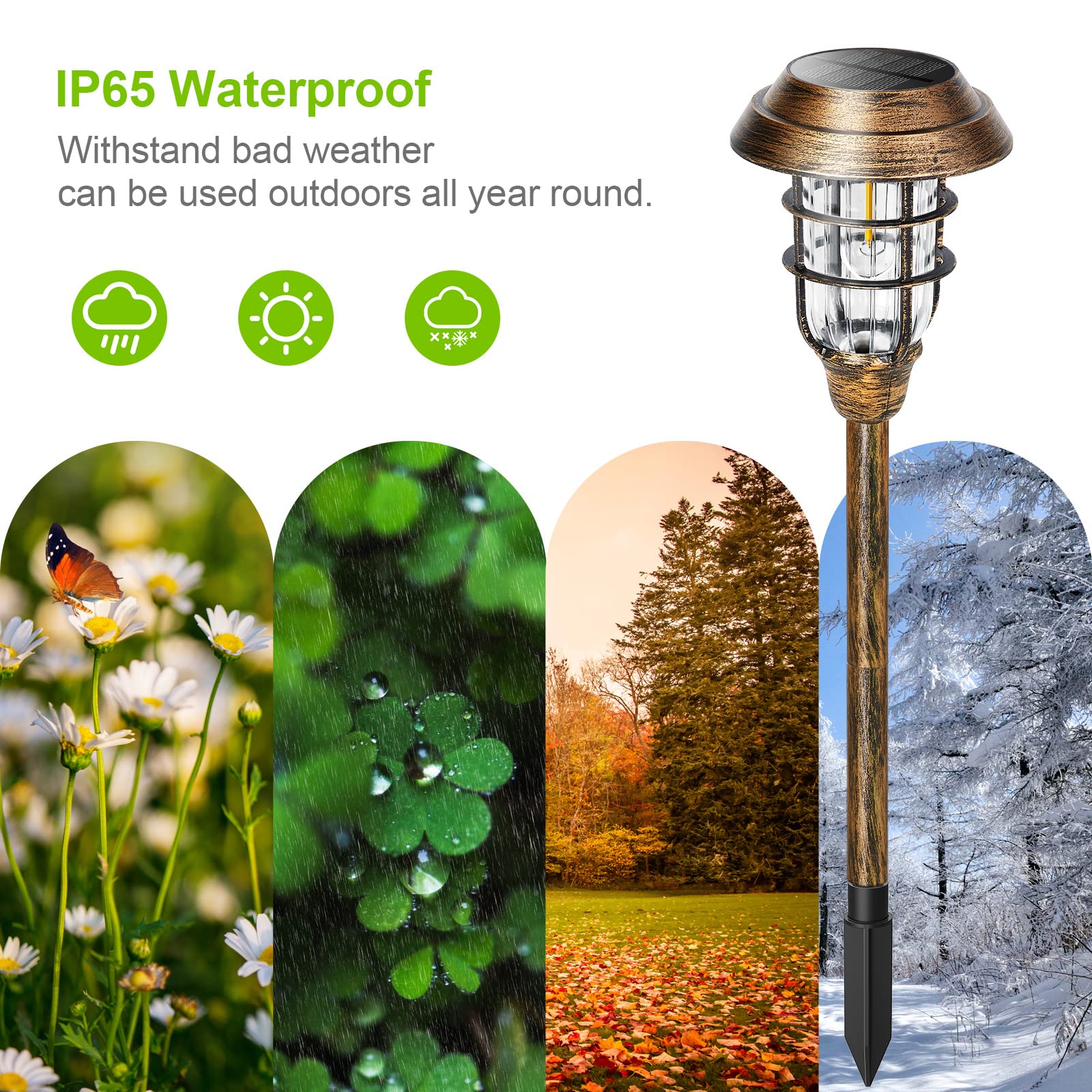 Solar Pathway Lights Outdoor, 8 Pack Bright Solar Lights Outdoor, IP65 Waterproof Auto On/Off Solar Garden Lights Solar Powered Landscape Lighting for Yard Patio Walkway Driveway