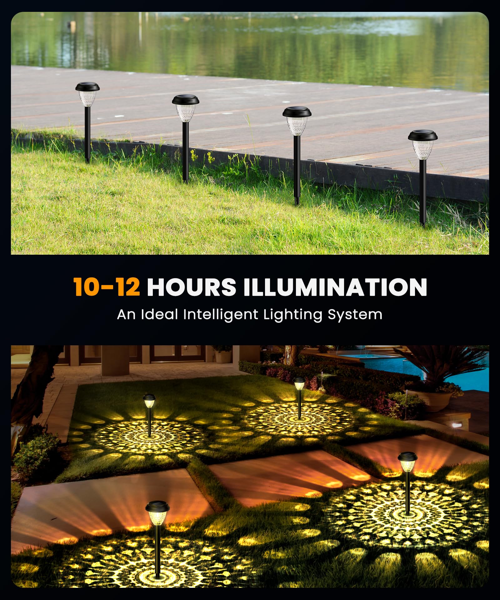 Super Bright Solar Lights for Outside, Up to 12H Solar Lights Outdoor Waterproof, 8 Pack Outdoor Lights Decorative, Garden Lights Dusk to Dawn Auto On/Off,Solar Pathway Lights for Yard,Landscape