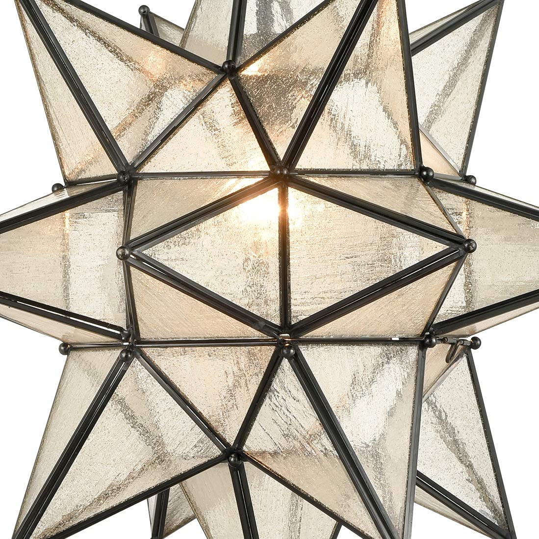 Moravian Star Pendant Light 20-Inch Large Hanging Ceiling Light Modern Gold Finish with Seeded Glass Adjustable Chain