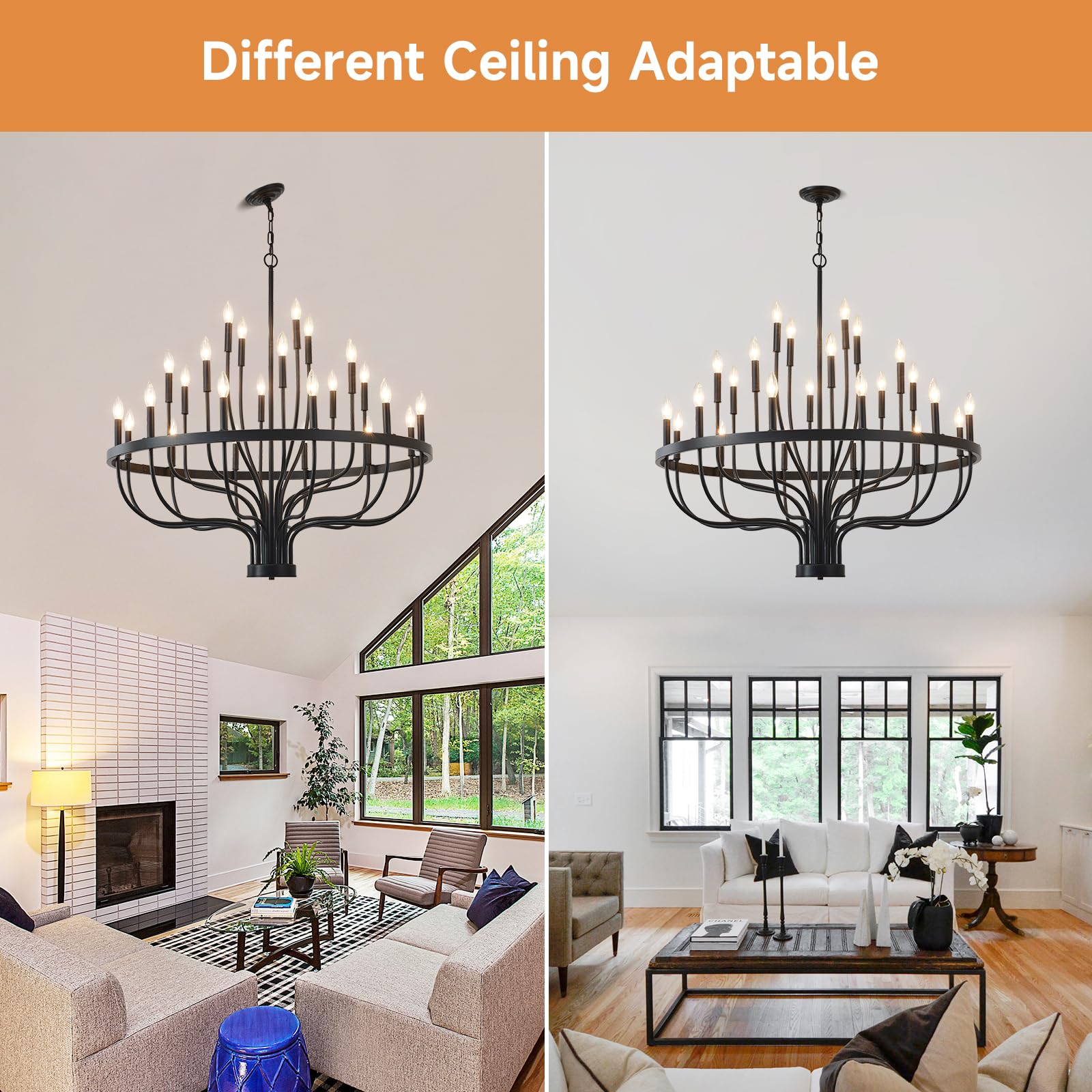 Gold Chandeliers, 6-Light Metal Candle Farmhouse Chandeliers, Rustic Industrial Modern Chandeliers Lighting Fixtures Hanging for Living Room, Kitchen, Bedroom, Dining Room(Bulbs are not Included)