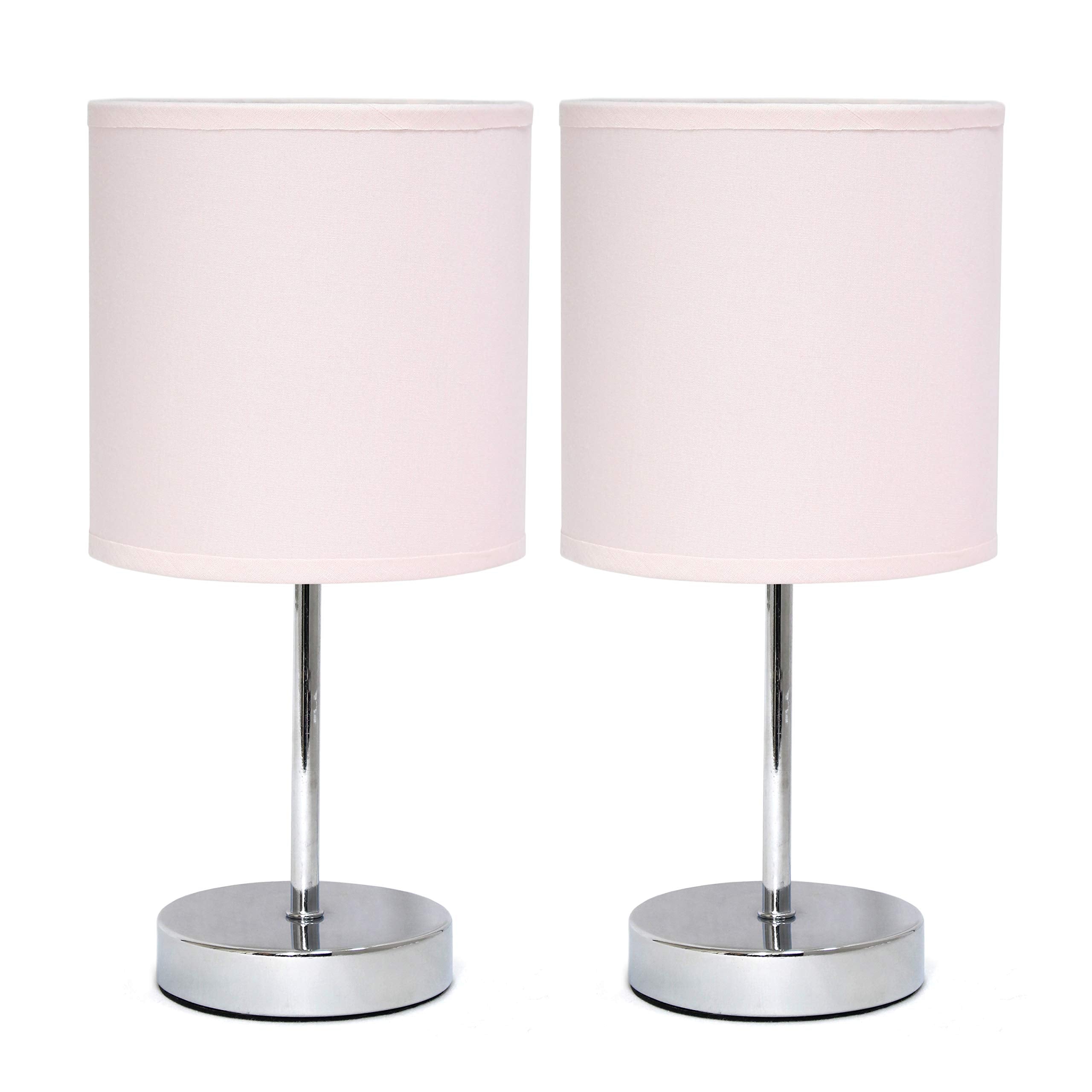 Chrome Mini Basic Table Lamp with Fabric Shade, White