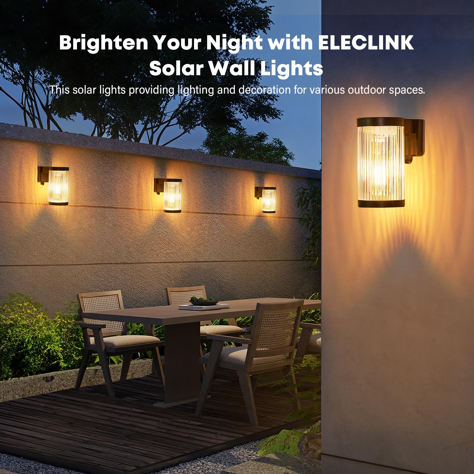 Solar Wall Lights Outdoor 4 Pack, Upgraded Outdoor Wall Lights Fixture, Auto ON/Off Bright Solar Fence Porch Lights, IP65 Waterproof Wall Mount Solar Sconce Lights Outdoor for Doorway Fence