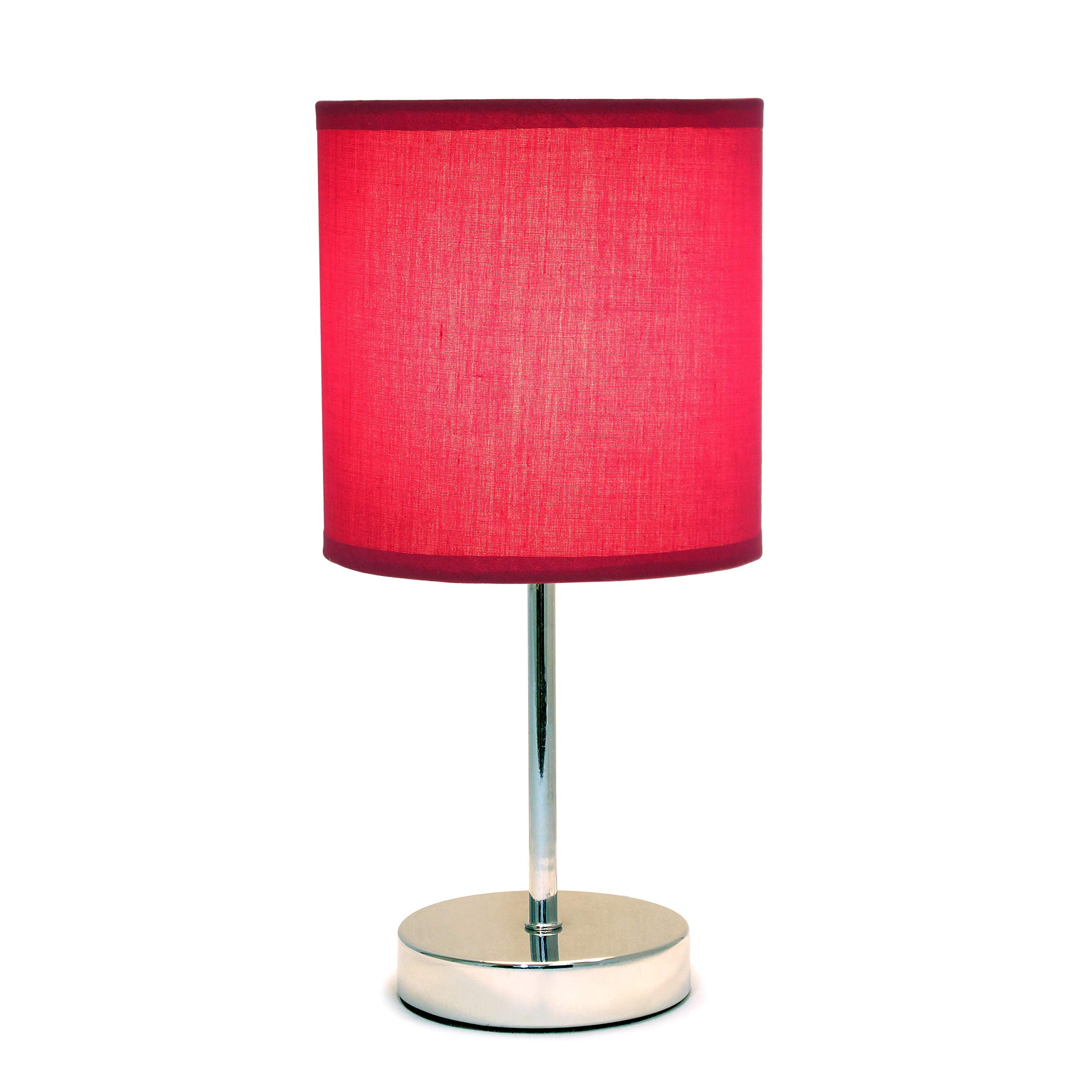 Chrome Mini Basic Table Lamp with Fabric Shade, White