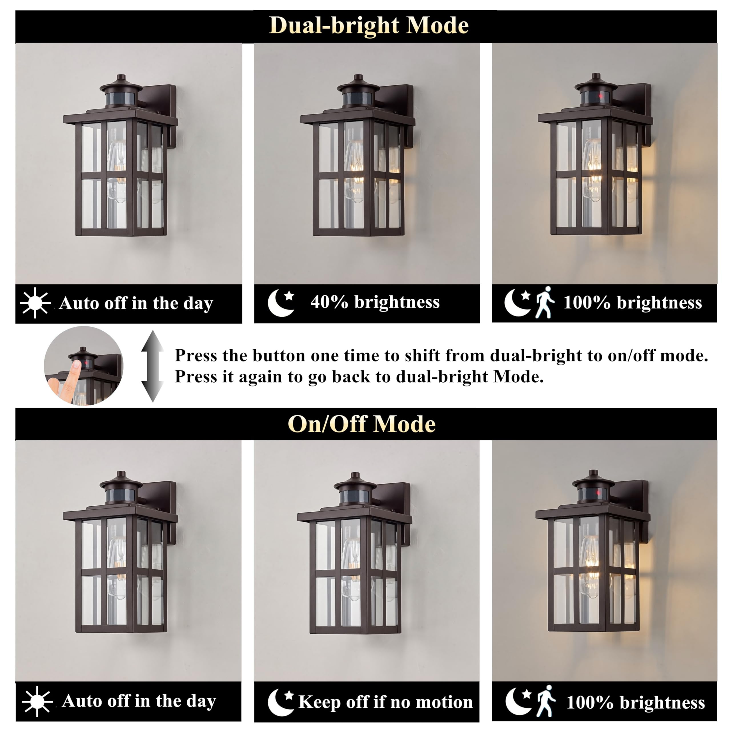 Oil Rubbed Bronze Outdoor Light Sconces Wall Mount, Clear Seedy Glass Large Exterior Porch Wall Lantern, 12.5" Outside Lights for House, Front Porch, Patio, Backyard