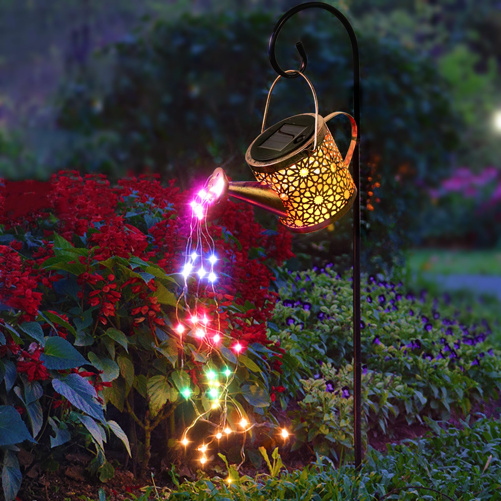 Solar Lights Outdoor Decorative, Metal Solar Watering Can Lights Waterproof, Small Hanging Solar Garden Decor Yard Lights Outside Patio Lawn, Gifts for Mom Grandma Women Birthday(Warm White)