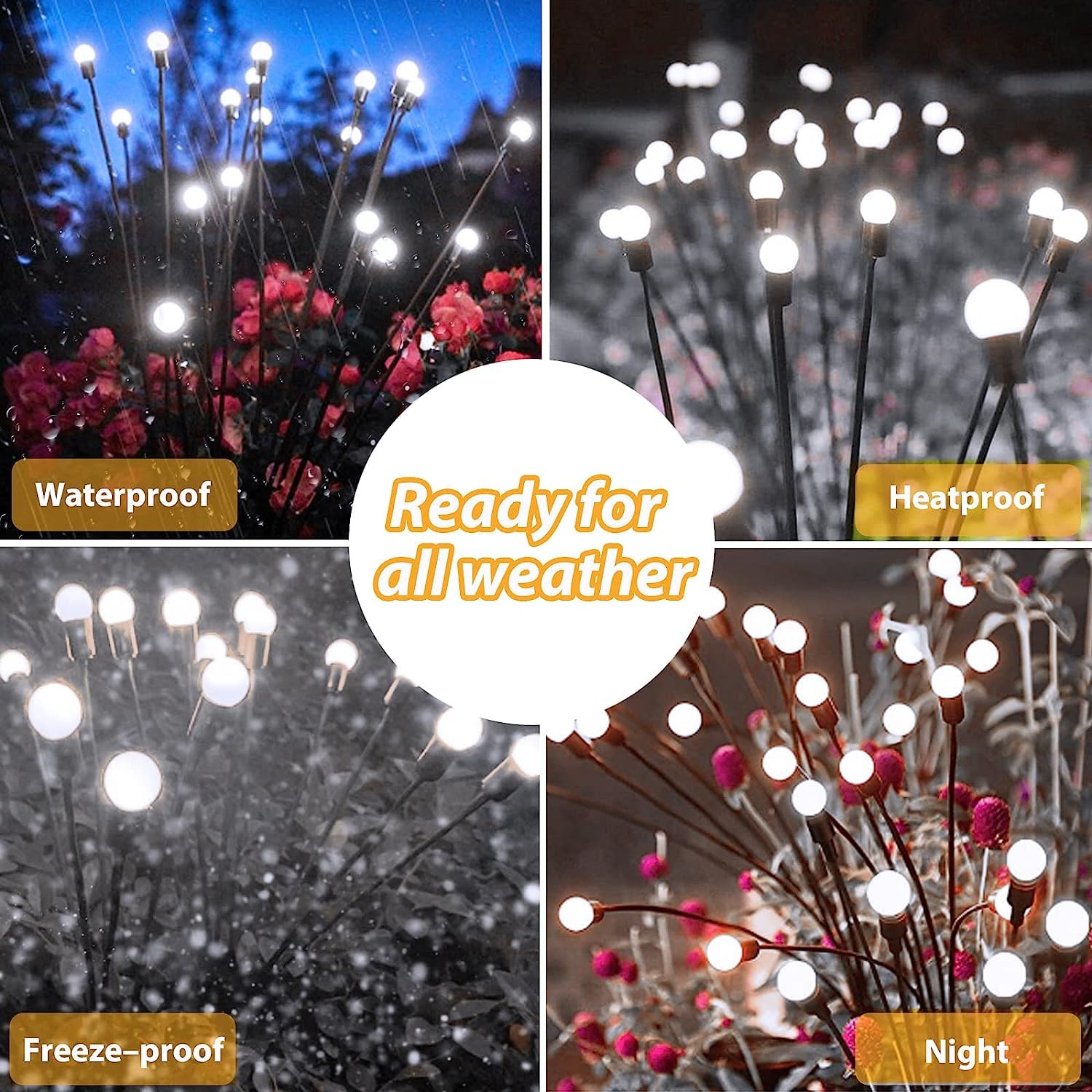 4-Pack Solar Garden Lights Outdoor, Upgraded 32 LED Firefly Solar Lights for Outside, Sway by Wind, Waterproof Solar Powered Outdoor Lights for Yard Garden Decor Party Xmas Decorations (Warm White)