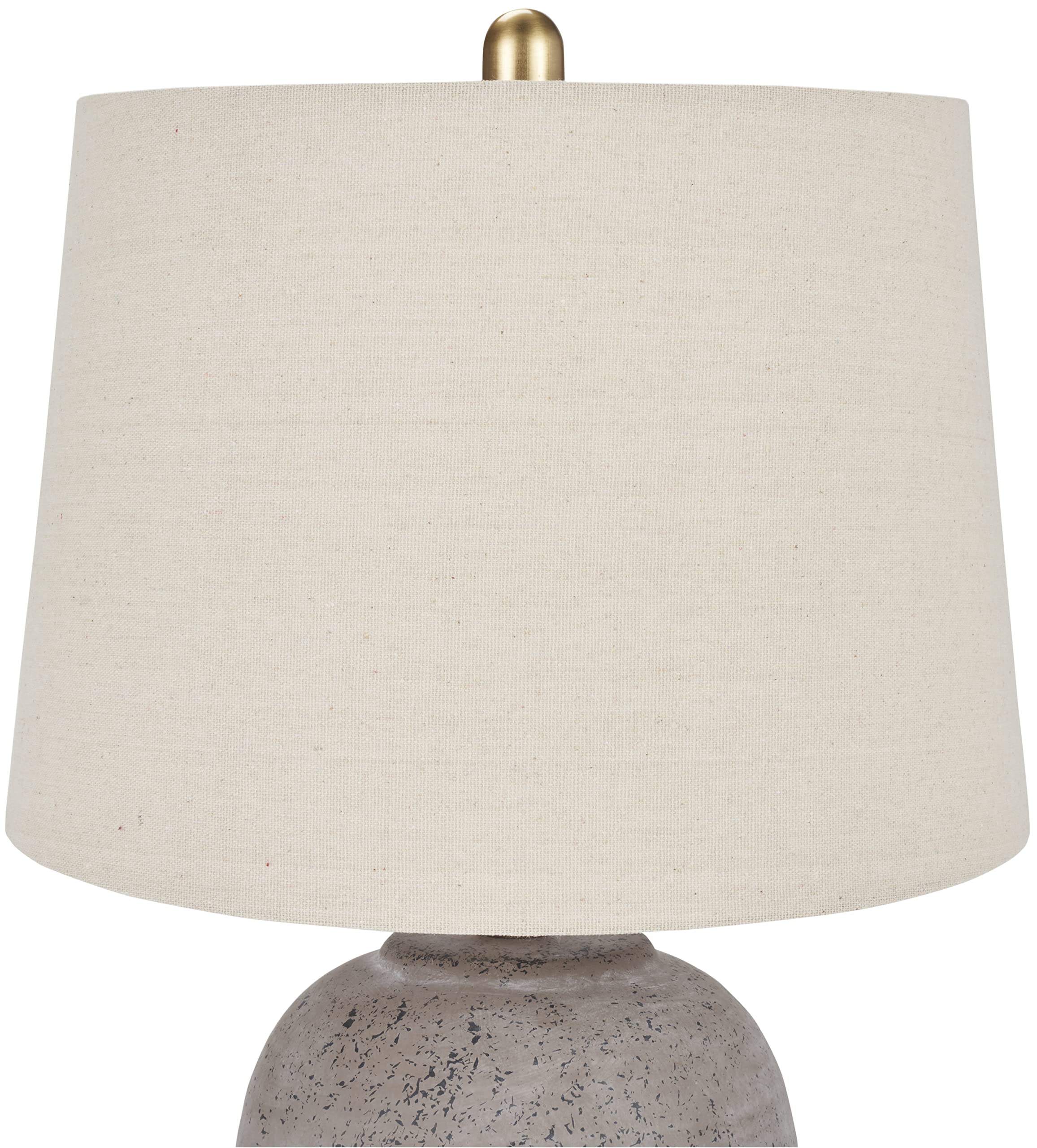 Nourison 23" Rustic Brown (Gray Undertones) Ceramic Pot Table Lamp for Bedroom, Living Room, Dining Room, Office, with Beige Tapered Drum Shade