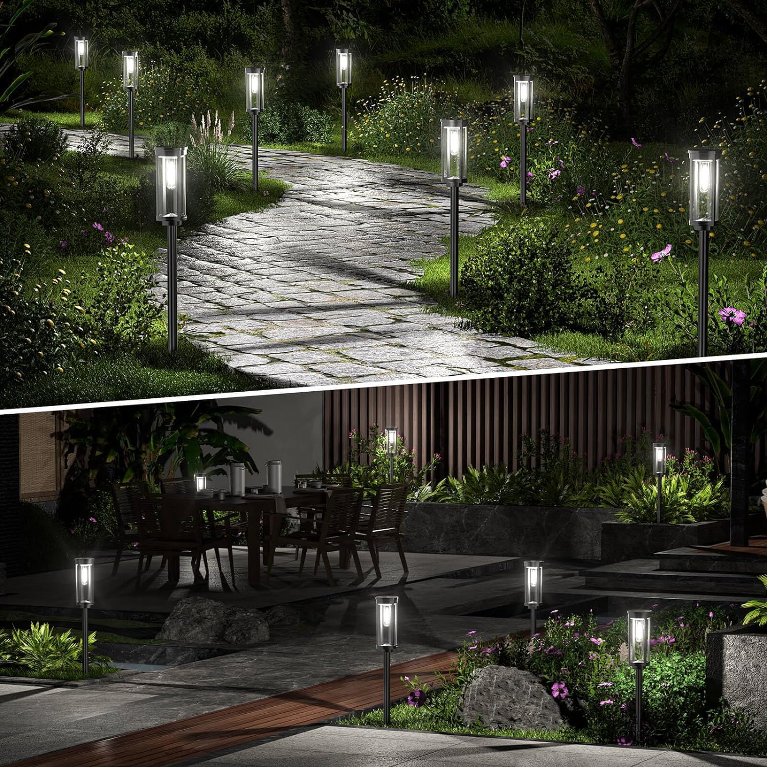 Bright Solar Pathway Lights Outdoor, 8 Pack Solar Powered Garden Lights Waterproof, Auto On/Off Solar Yard Lights for Lawn Patio Walkway Driveway Decor Landscape Lighting