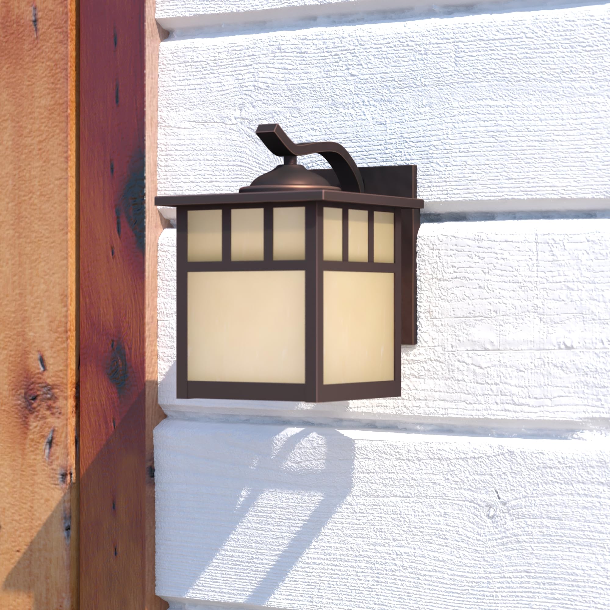 Indoor Outdoor Pendant Light - Mission Oil Burnished Bronze 7.25" Porch Hanging Ceiling Light Fixture with Honey Opal Glass, Craftsman Exterior Lantern Porch, Front Door, Entryway