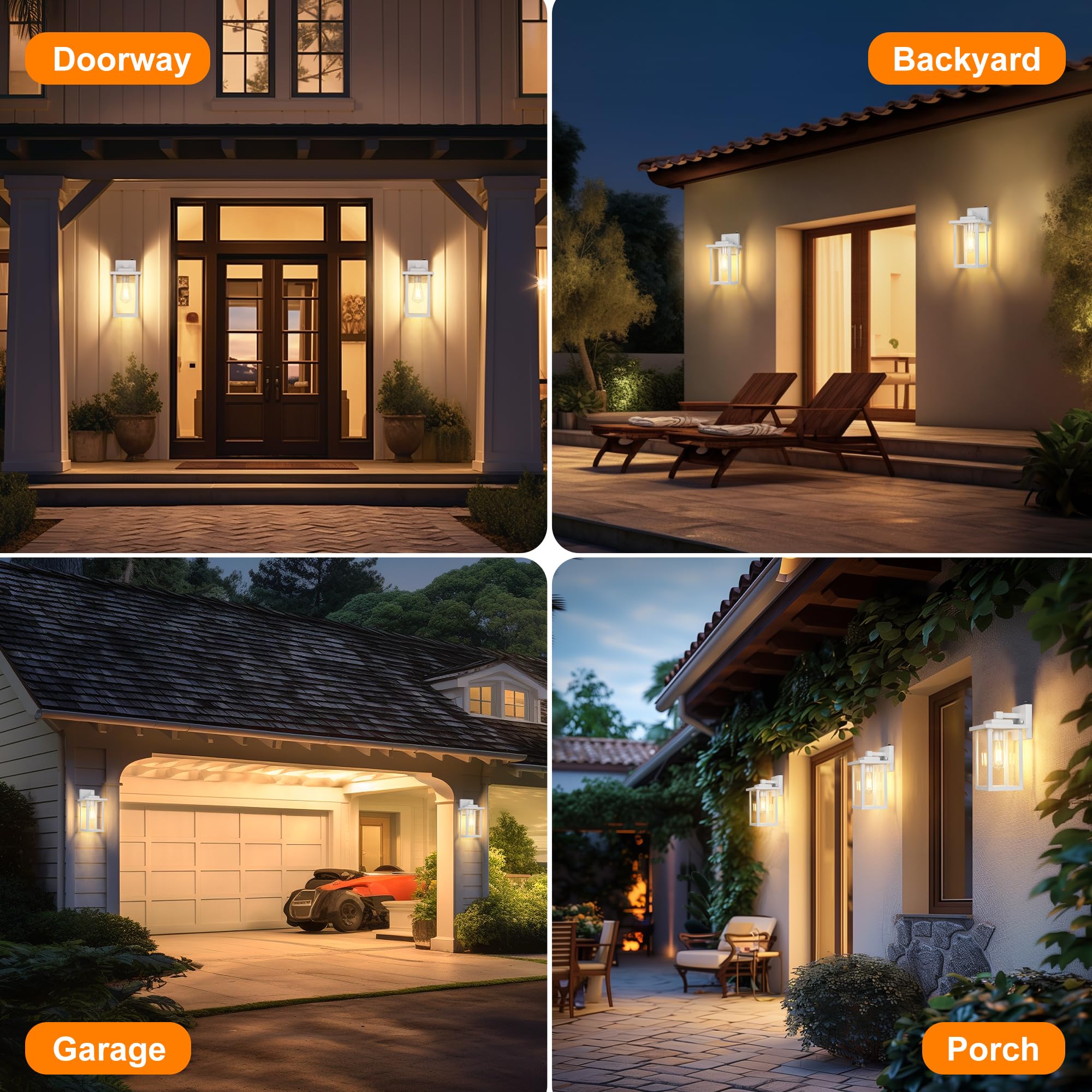 Outdoor Porch Lights Fixtures Wall Mount, Dusk to Dawn Outdoor Lighting Fixtures for House, Sensor Exterior Wall Lights, Waterproof Sconce Outside Lamp, Anti Rust Wall Lantern for Garage