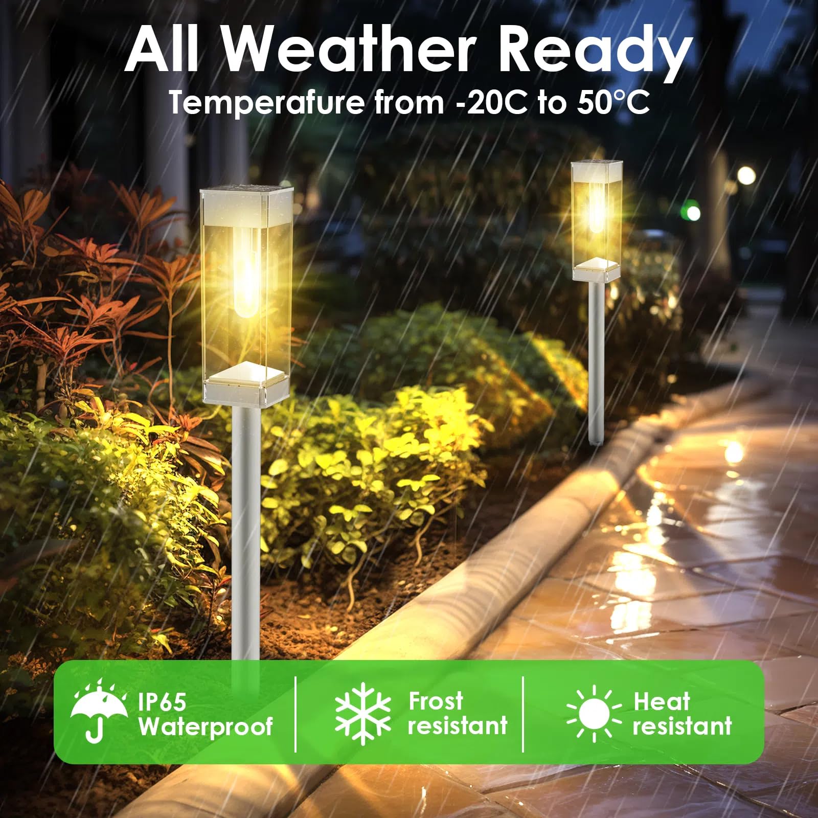 8 Pack Solar Pathway Lights Outdoor, Waterproof Solar Lights Outdoor, LED Outdoor Solar Garden Lights with LED Filament Bulb, Perfect for Yard Lawn Walkway Driveway Backyard Landscape