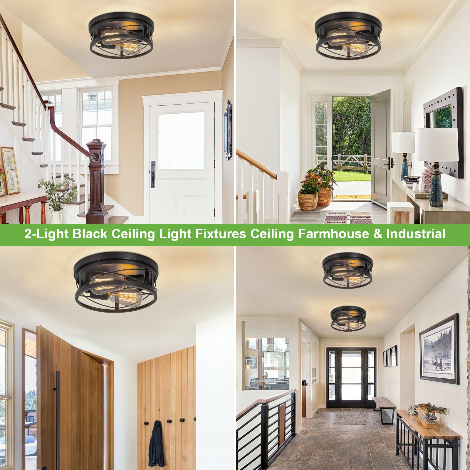 Semi Flush Mount Ceiling Light Brushed Nickel Ceiling Light Fixtures 3-Light Modern Kitchen Light Fixtures Metal Cage Ceiling Lights for Bedroom Dining Room Living Room Hallway Foyer