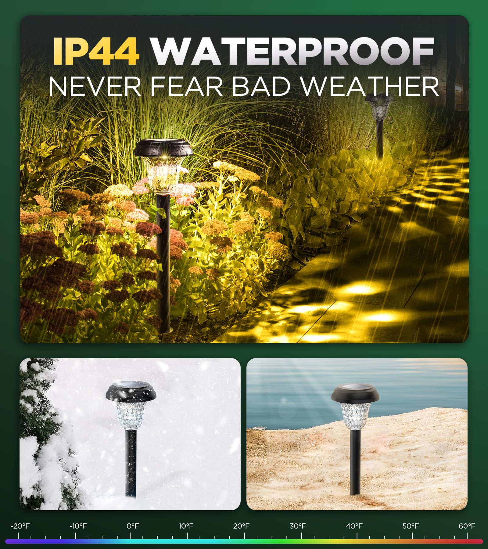 10 Pack Ultra Bright Solar Lights Outdoor Waterproof, from Dusk to Dawn Up to 12H Solar Lights for Outside, Auto On/Off Solar Powered Garden Pathway Lights, Landscape Lighting (Cold White, 10Pack)