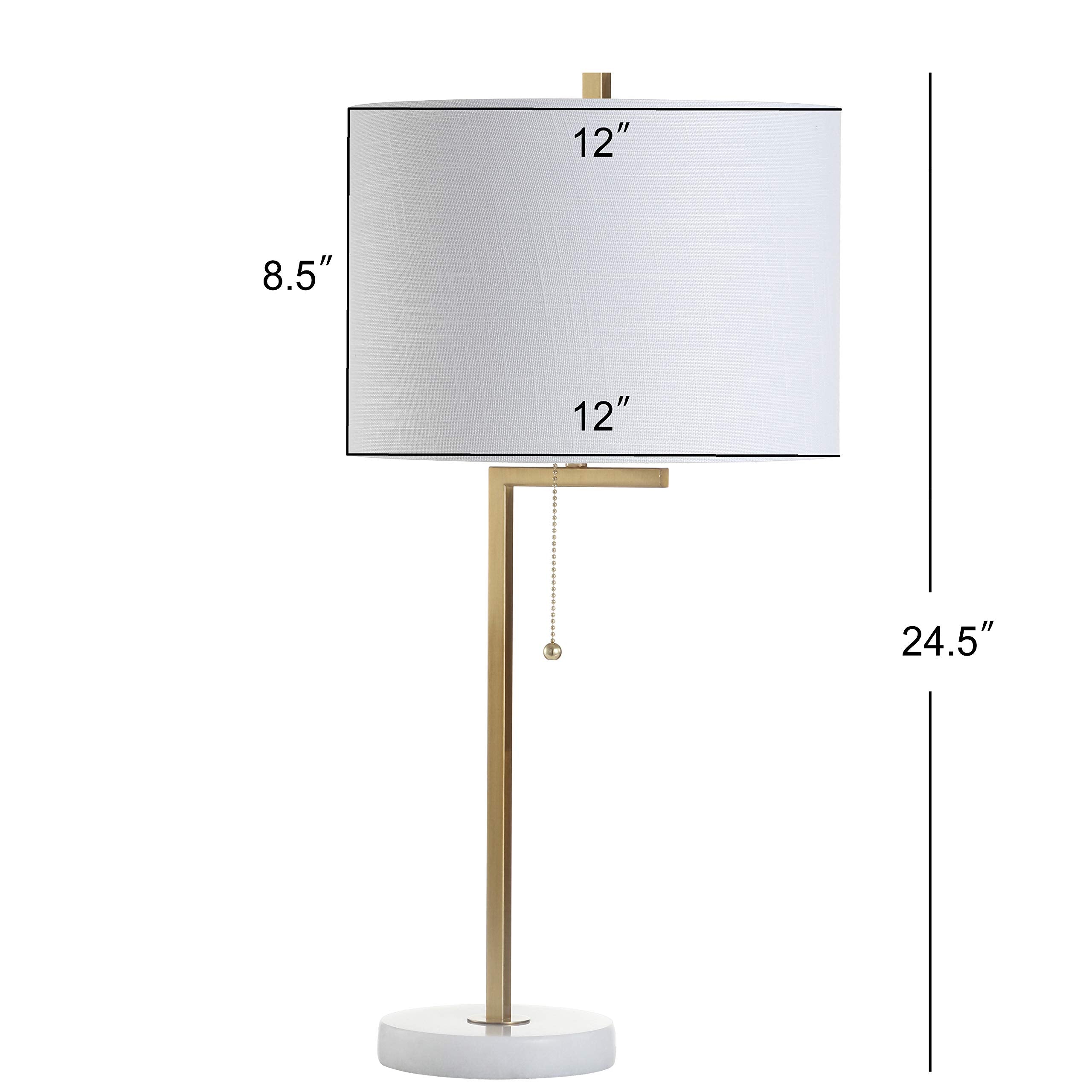 24.5" Metal/Marble LED Table Lamp Contemporary Bedside Desk Nightstand Lamp for Bedroom Living Room Office College Bookcase LED Bulb Included, Brass Gold/White