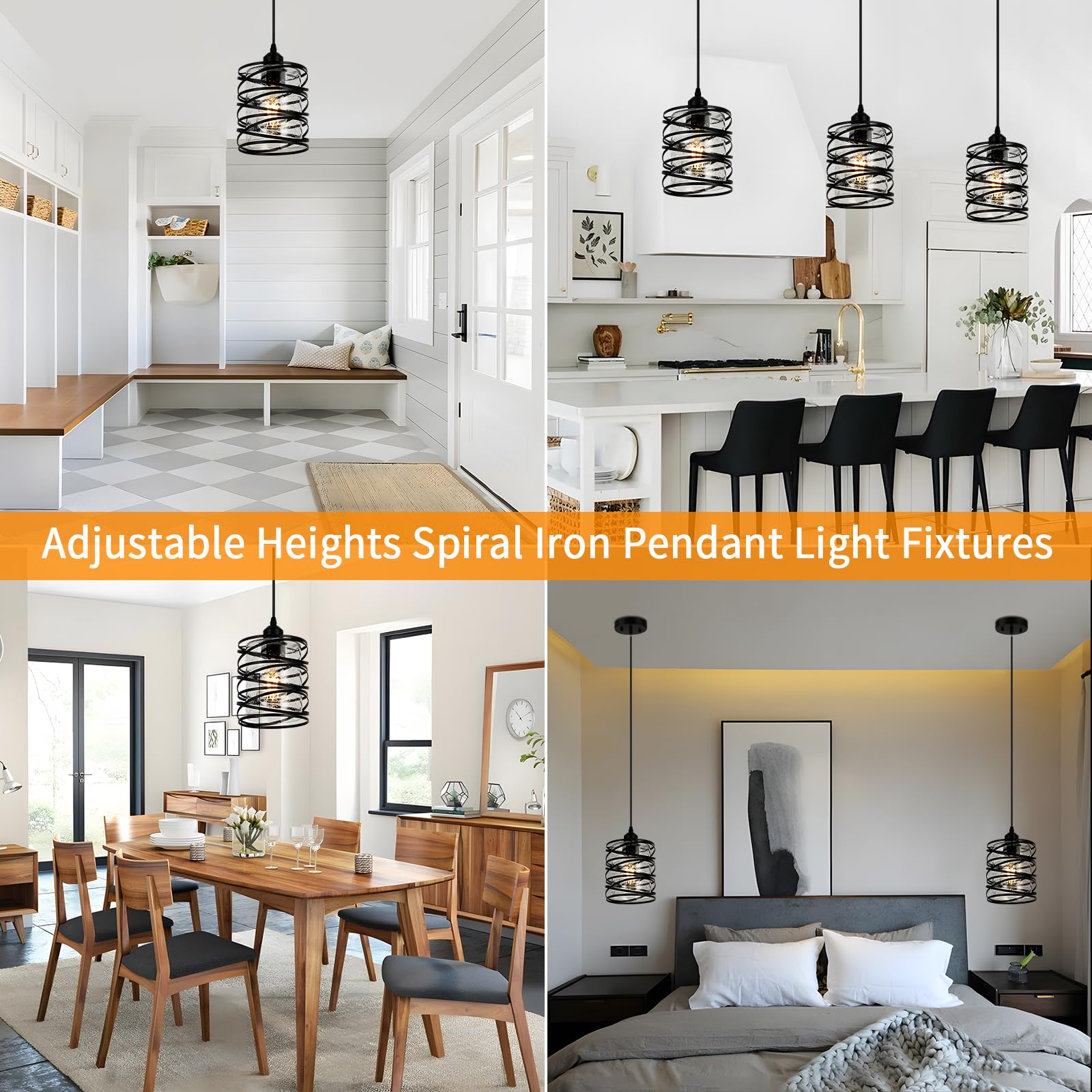 Brushed Nickel Pendant Lights for Kitchen Island, 5-Light Chandelier for Dining Room, Hanging Linear Chandeliers, Modern Dining Room Light Fixtures Pendant Light with Clear Glass Shades