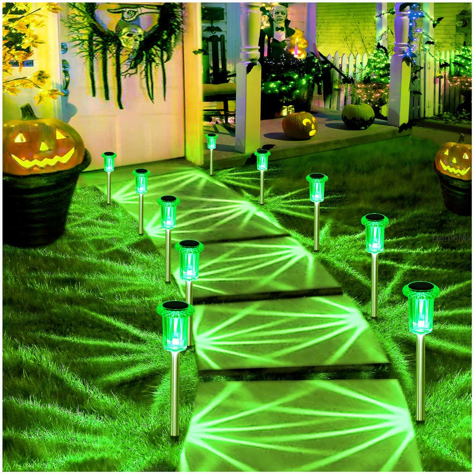 Solar Lights Outdoor 10 Pack Solar Pathway Lights Outdoor Waterproof Solar Garden Lights LED Stainless Steel Outdoor Solar Lights for Yard Path Walkway Driveway Garden Decor (Cold White)