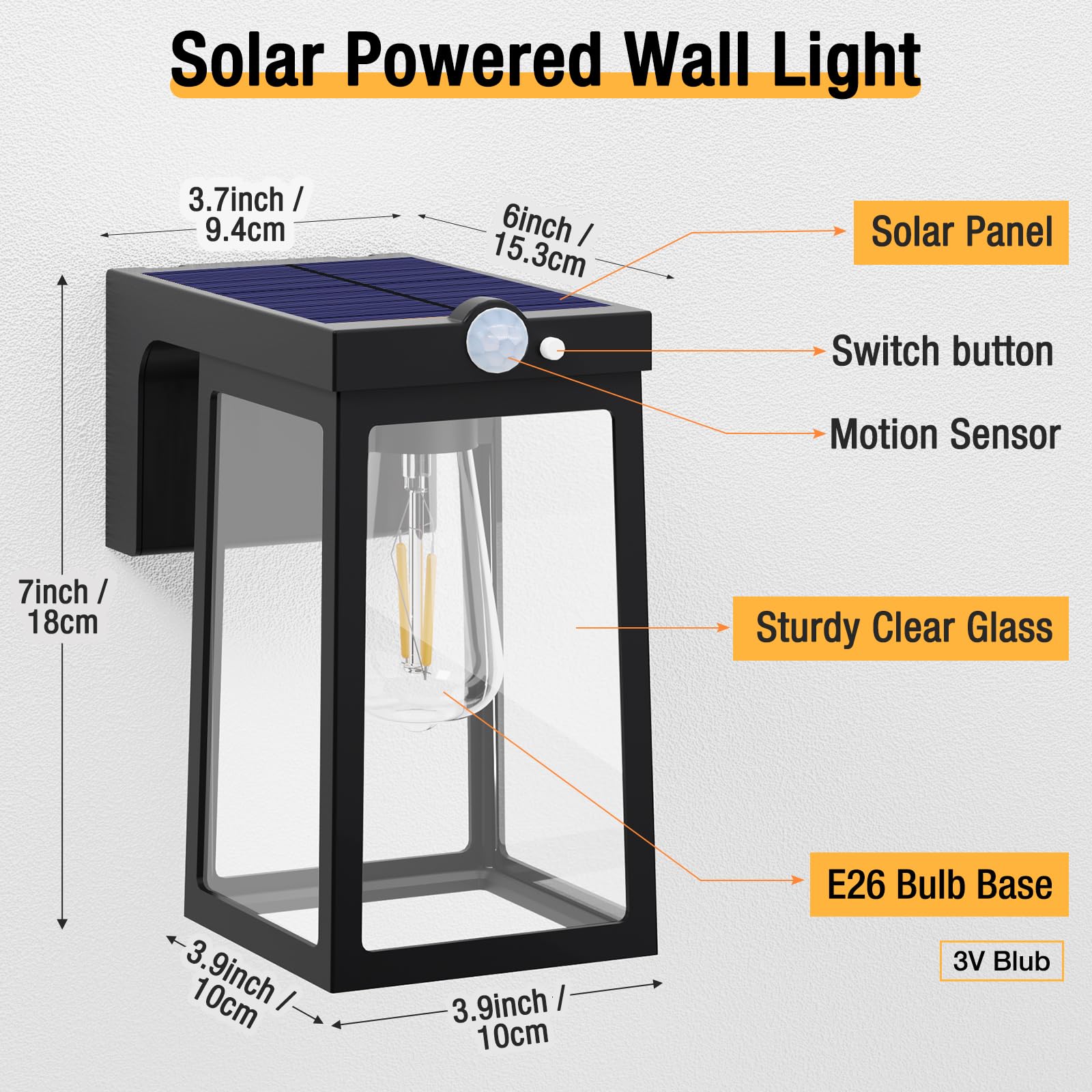 [2 Pack] Solar Porch Lights Outdoor Motion Sensor, Solar Wall Lights with 2 Modes & Waterproof, Dusk to Dawn LED Outdoor Solar Lights for House, Exterior Front Porch Patio Fence Security Lamp