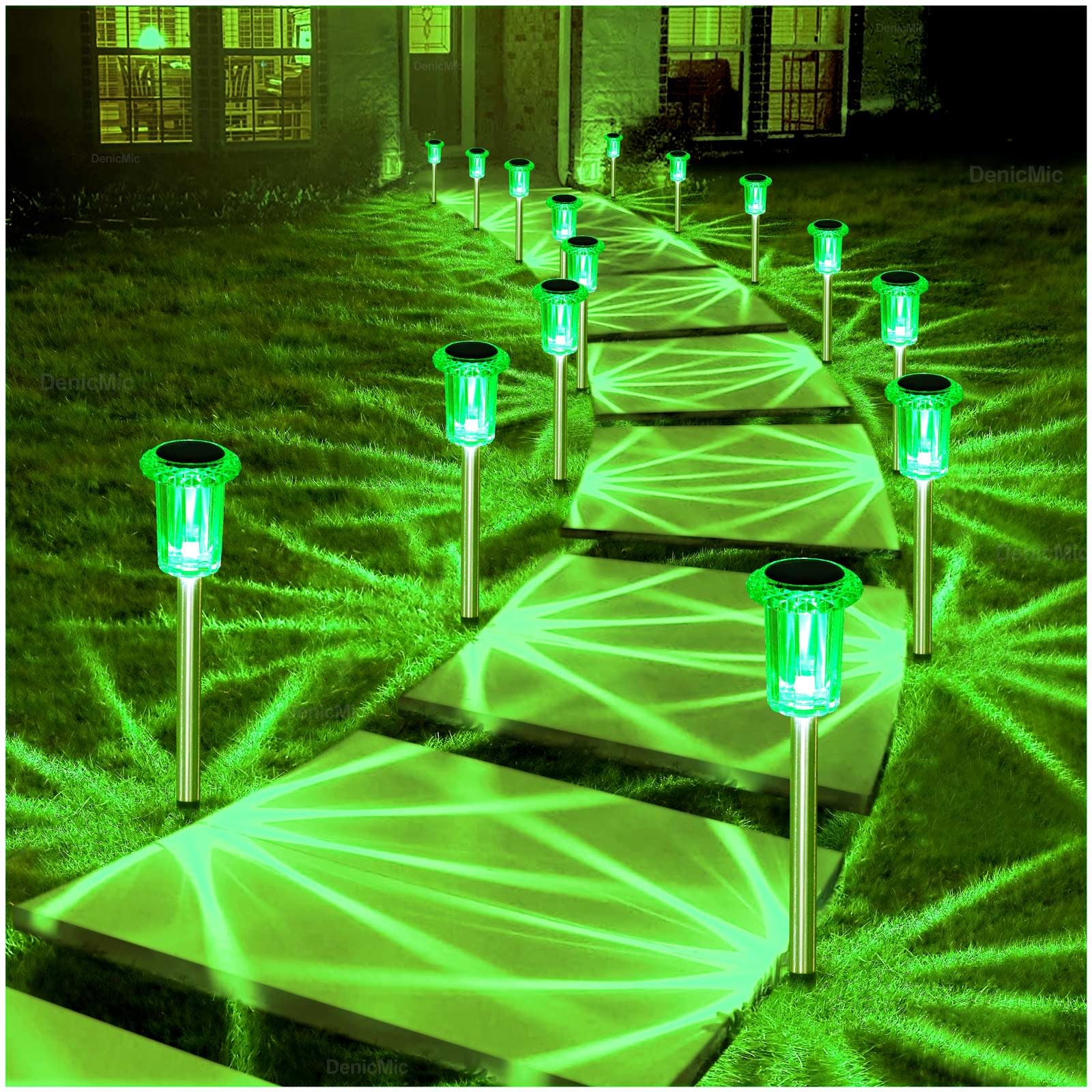 Solar Lights Outdoor 10 Pack Solar Pathway Lights Outdoor Waterproof Solar Garden Lights LED Stainless Steel Outdoor Solar Lights for Yard Path Walkway Driveway Garden Decor (Cold White)