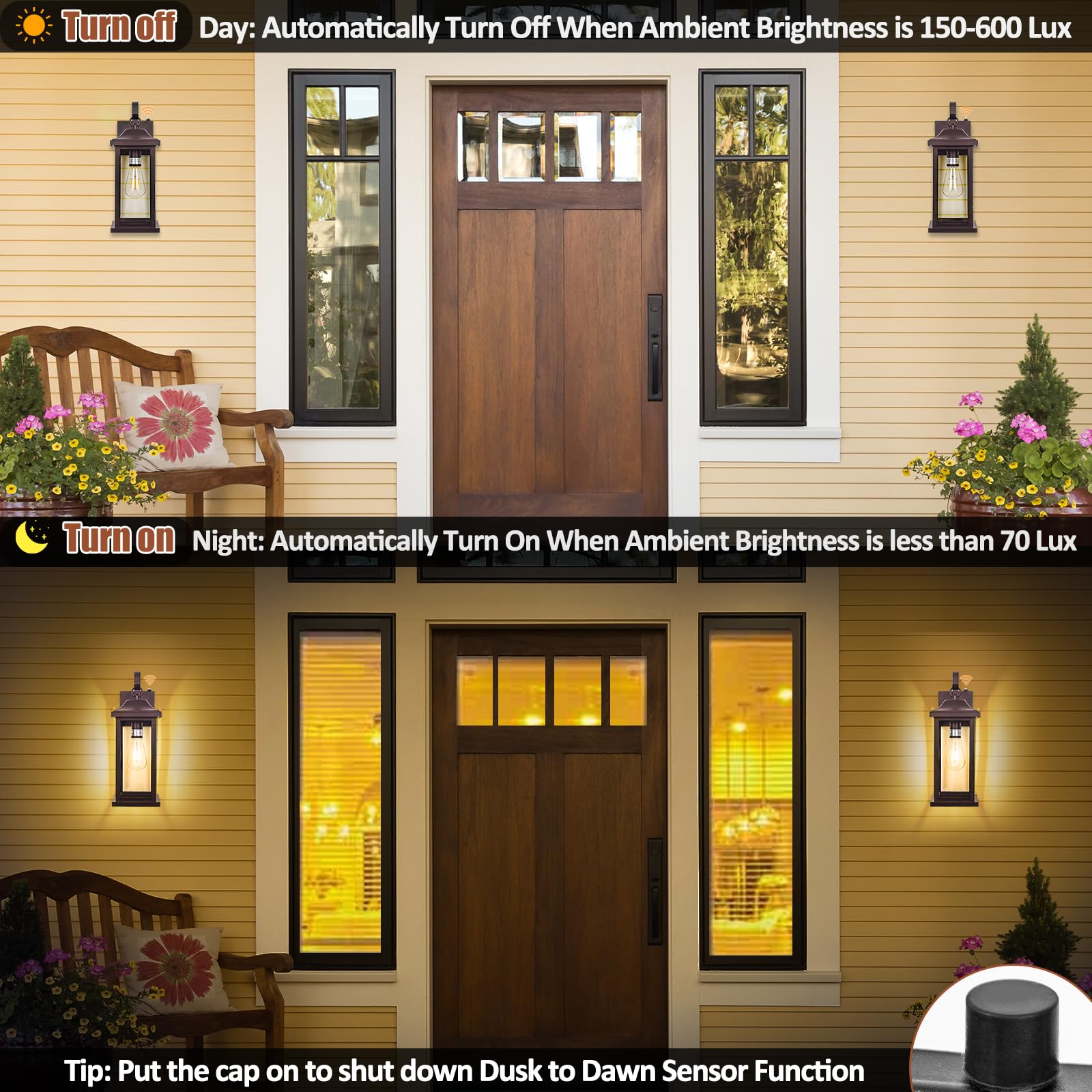 2-Pack 17 Inch Large Outdoor Light Fixtures, Exterior Matte Black Wall Sconces IP65 Waterproof Anti-Rust, Porch Lights with Clear Glass Outside Modern Wall Lanterns E26 Bulb Base