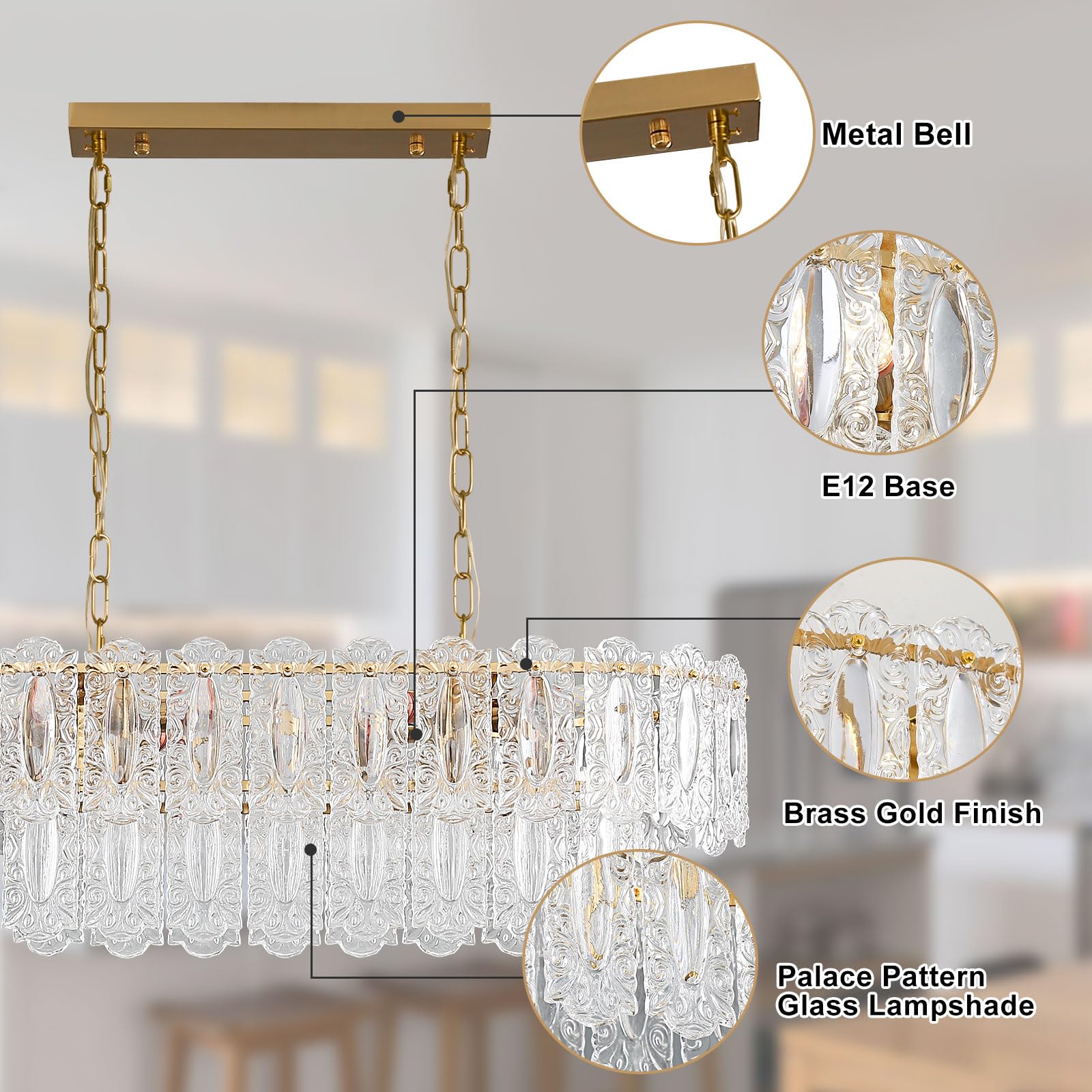 Wansi Modern Crystal Chandeliers for Bedroom: 24" Gold Crystal Hanging Ceiling Light Fixture with 3 Tiers French Glass Lampshade - Semi Flush Mount Chandelier for Dining Room Kitchen Included Bulbs