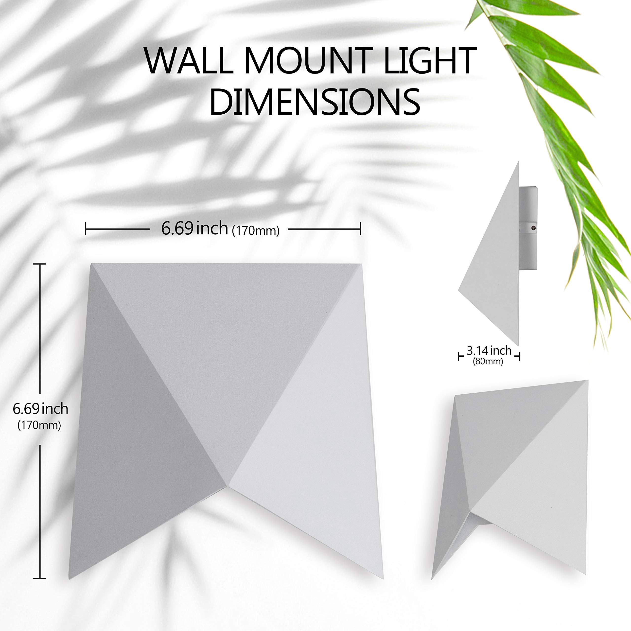 LANFU 10W 3000K Dovetail Indoor Outdoor IP44 Waterproof Wall Lights White Modern Wall Sconce LED Lighting Fixture Outside for Patio House(Warm Light)