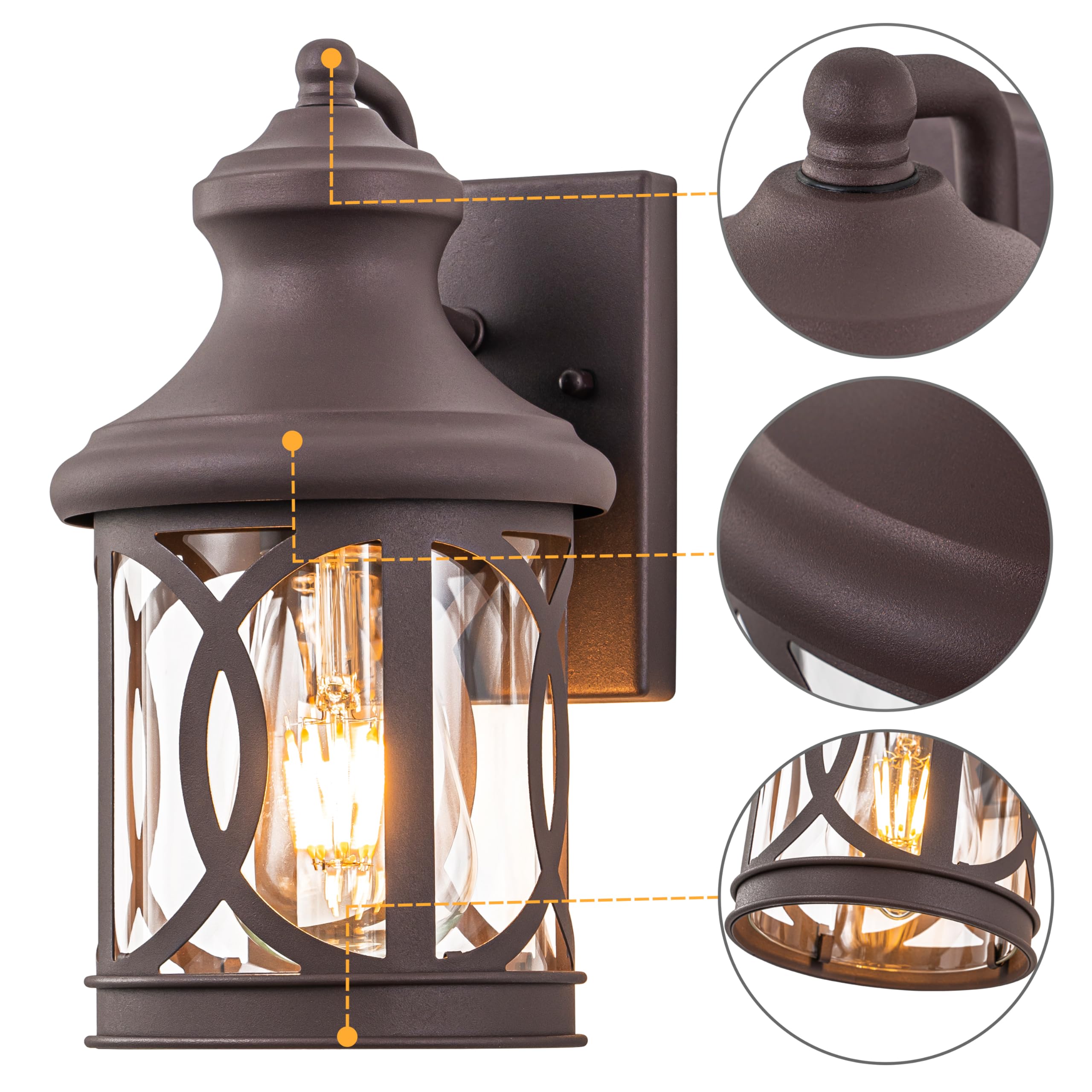 2-Pack Outdoor Wall Lights, Porch Lights, Waterproof Outdoor Wall Sconce, Exterior Light Fixture Matte Black with Clear Glass Shade for Garage Patio Front Door Balcony