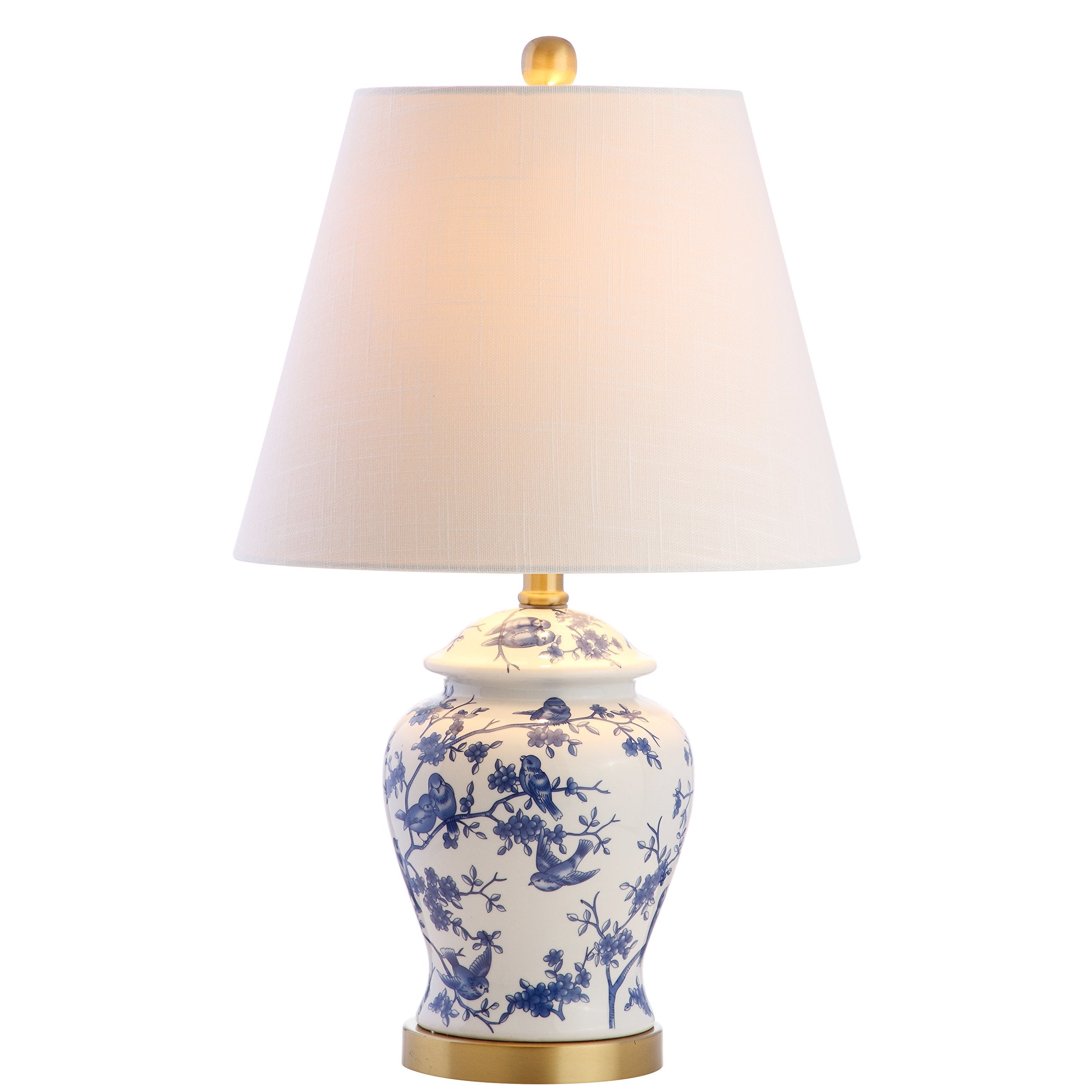 22" Chinoiserie Classic LED Table Lamp Cottage Traditional Bedside Desk Nightstand for Bedroom Living Room Office College Bookcase LED Bulb Included, Gray/White