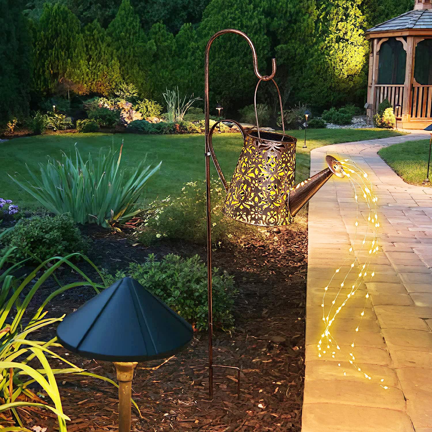 Solar Lights Outdoor Garden Decorations,Watering Can Landscape Light Large Hanging Lantern ,Outside Waterproof Patio Decor Perfect Gardening Gift