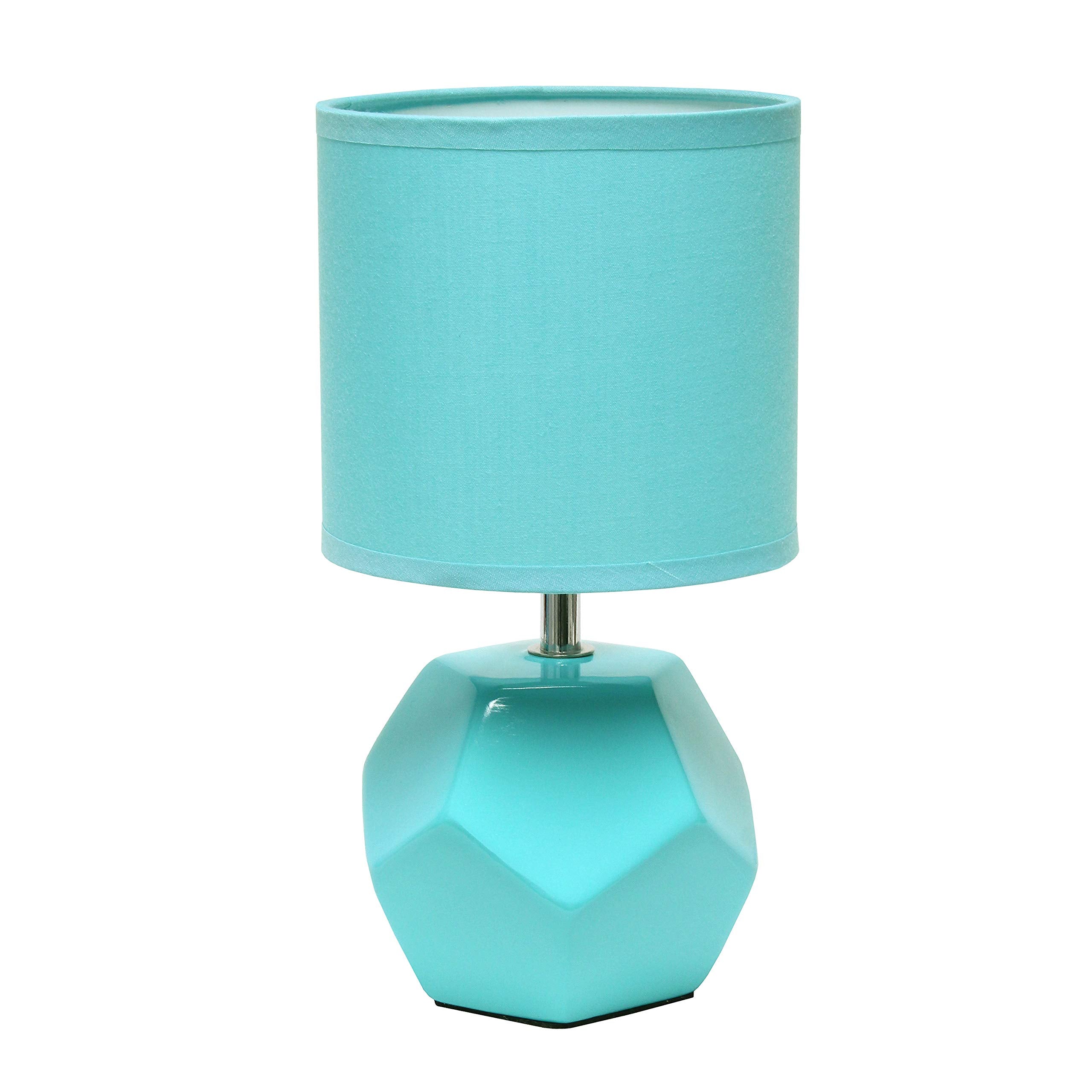 Round Prism Mini Table Lamp with Matching Fabric Shade, Gray