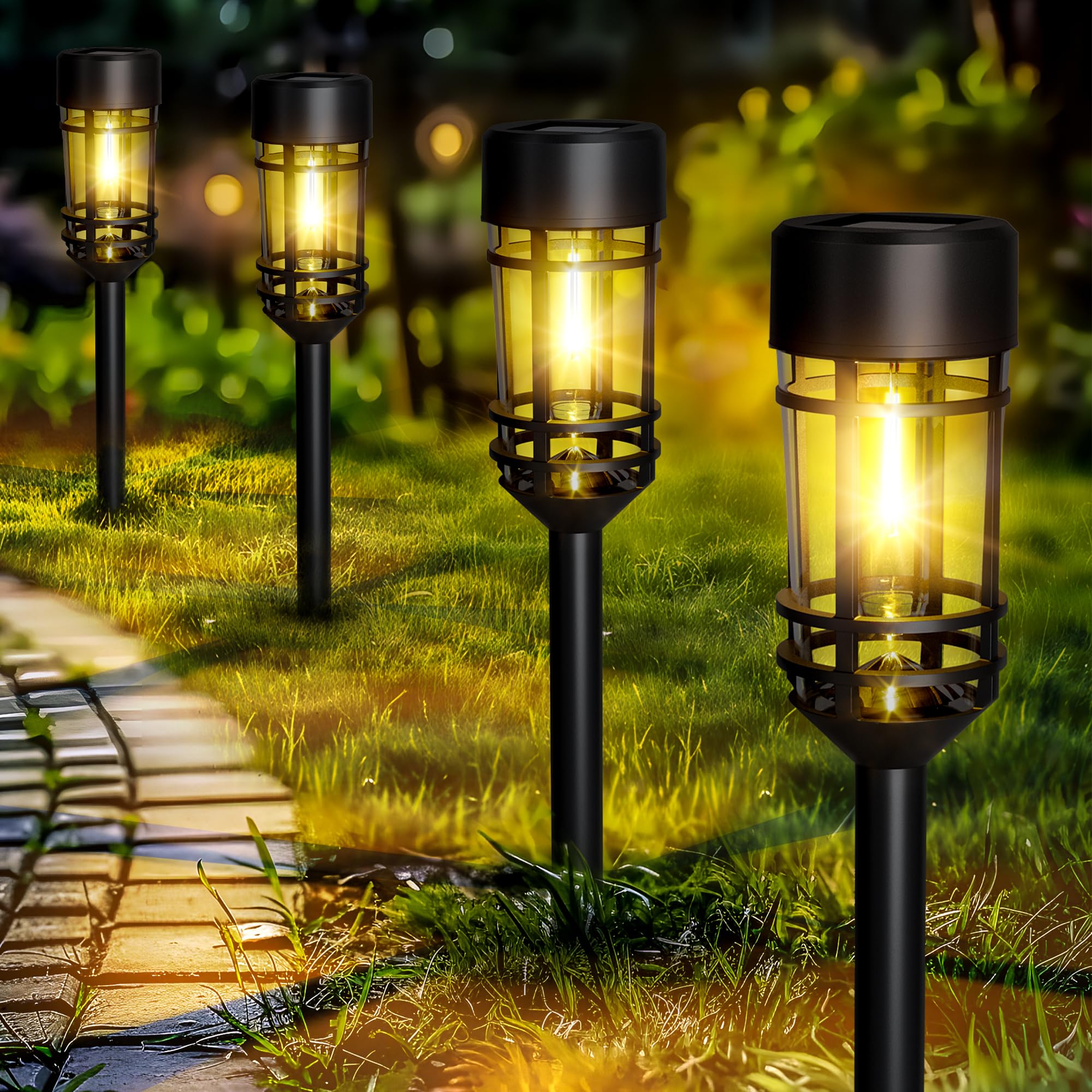 Solar Pathway Lights 10 Pack, Outdoor Solar Lights Waterproof, Path Lights Solar Powered for Walkway Driveway Yard Patio Lawn Garden Decor (Warm White)