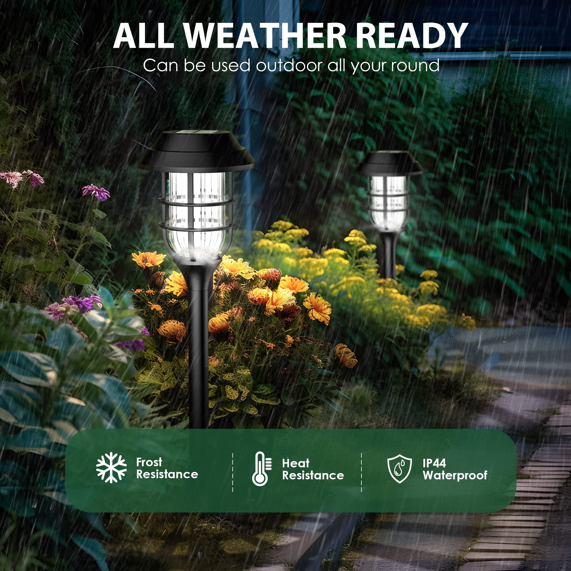 Solar Lights for Outside, Solar Outdoor Path Lights, Garden Lights Waterproof, Solar Powered Landscape Lighting for Yard, Garden, Pathway, Patio, Porch, Walkway, Driveway, 8 Pack(Cold White)