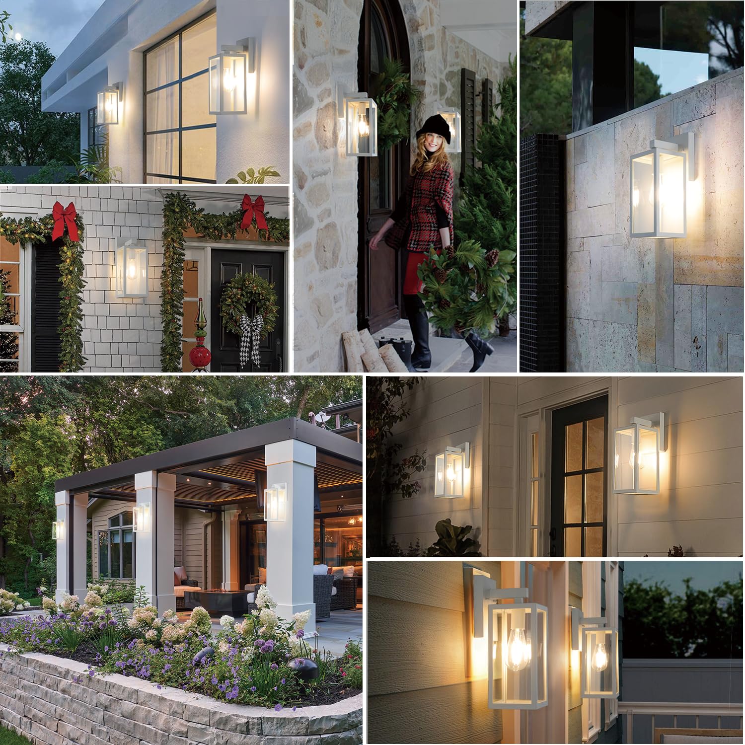 Outdoor Wall Lantern, Exterior Waterproof Wall Sconce Light Fixture, Black Anti-Rust Wall Mount Light with Clear Glass, E26 Base Wall Lamp