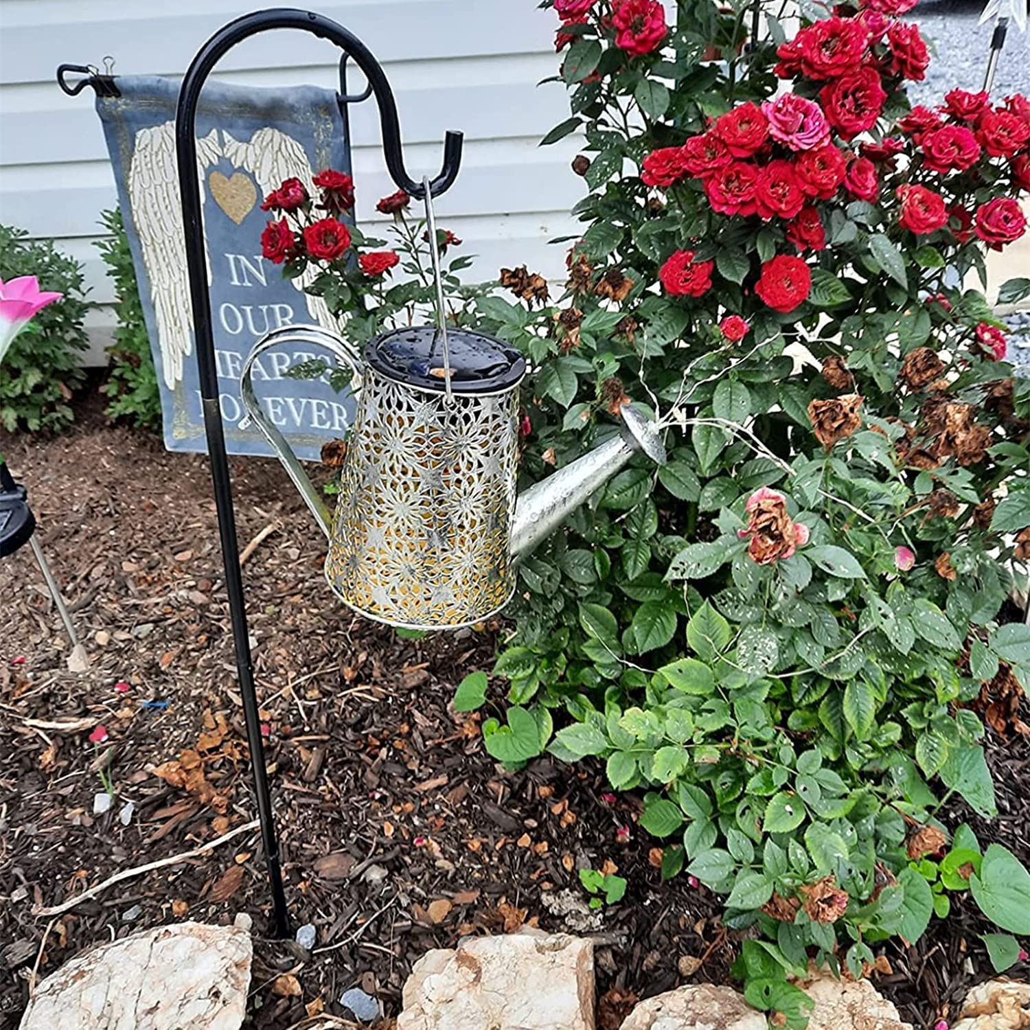 Solar Lights Outdoor Garden Decorations,Watering Can Landscape Light Large Hanging Lantern ,Outside Waterproof Patio Decor Perfect Gardening Gift