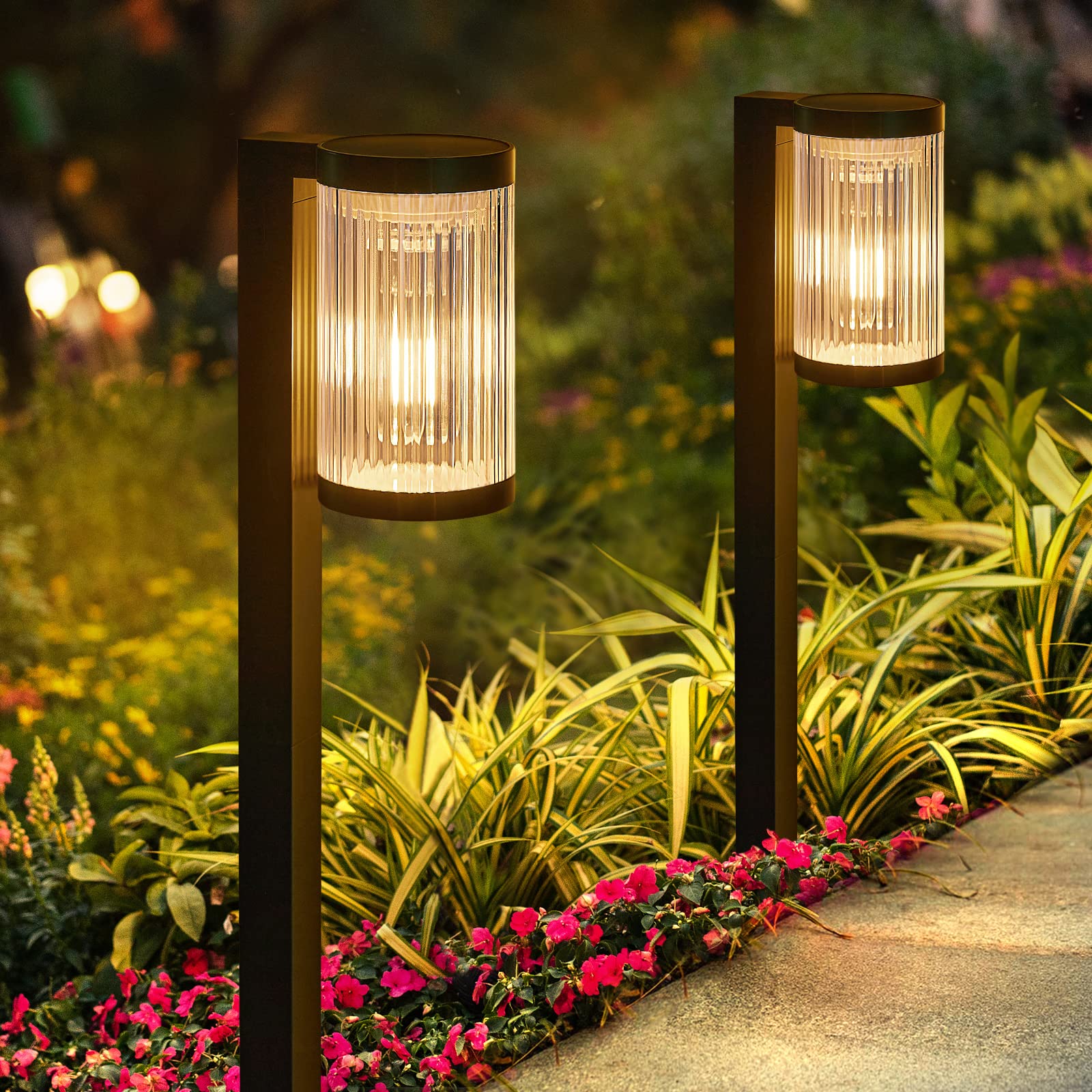 Solar Pathway Lights Outdoor, 6 Pack Upgraded Outdoor Solar Lights for Outside Super Bright Up to 12Hrs, IP65 Waterproof Solar Garden Lights for Yard Landscape Path Walkway Decoration