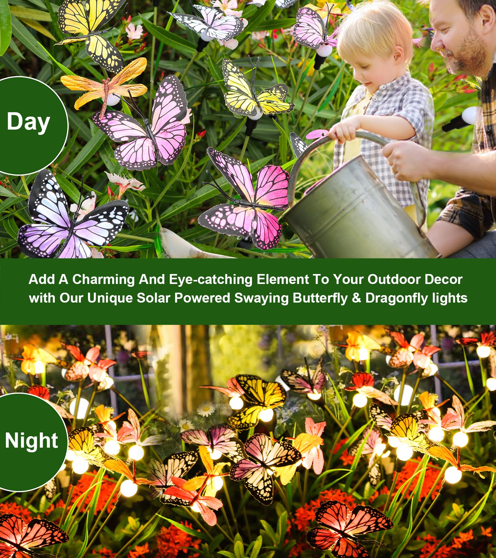 Solar Powered Butterfly Garden Stake Lights (2 Pcs Butterfly Lights)