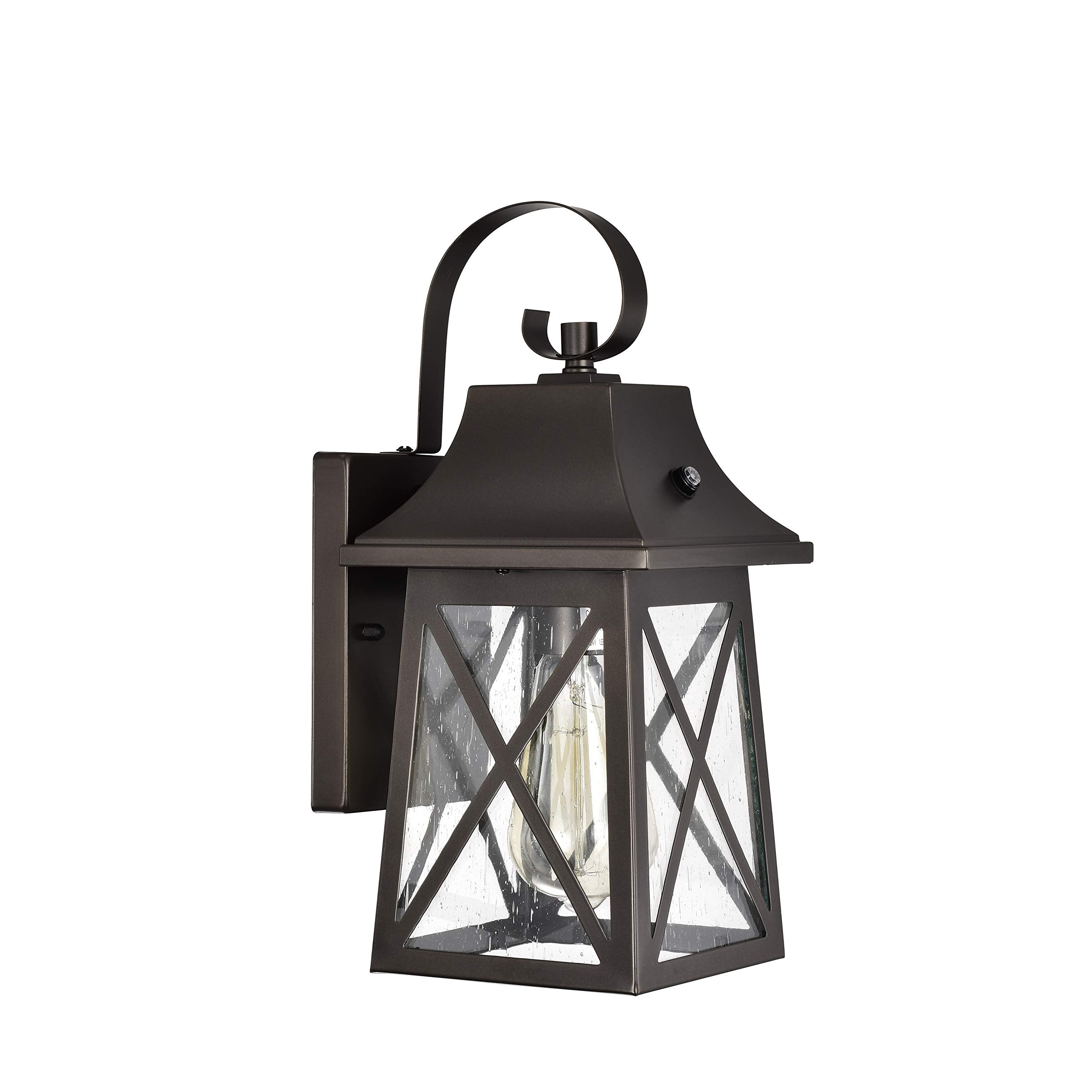 Porch Light Fixture, Oil Rubbed Bronze Outdoor Wall Sconce,13.25" Farmhouse Porch Light with Clear Seedy Glass for Garage, Patio, Porch, Doorway, Entryway.