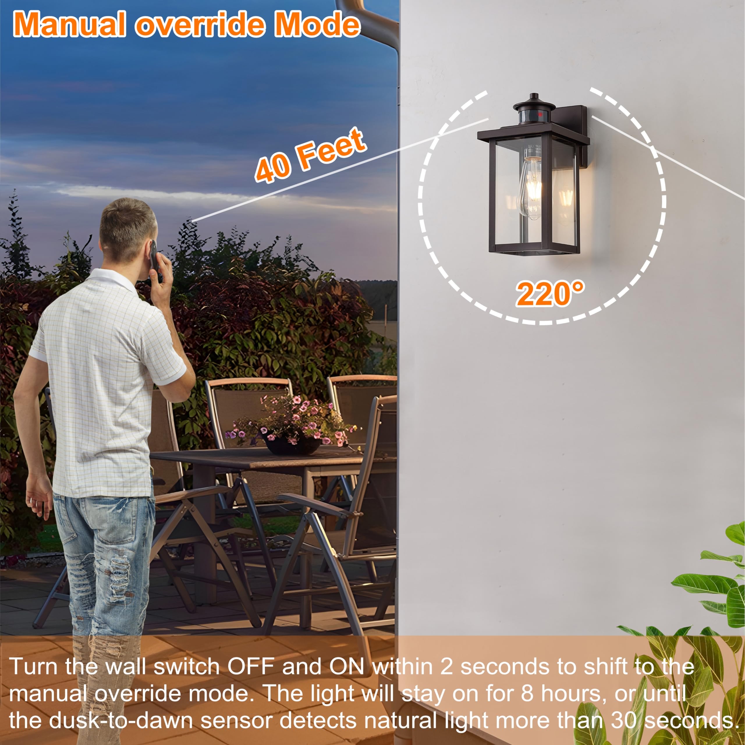 Oil Rubbed Bronze Exterior Wall Light Fixture, Outdoor Wall Lantern with Clear Water Glass, Outside Light for House Entryway Porch