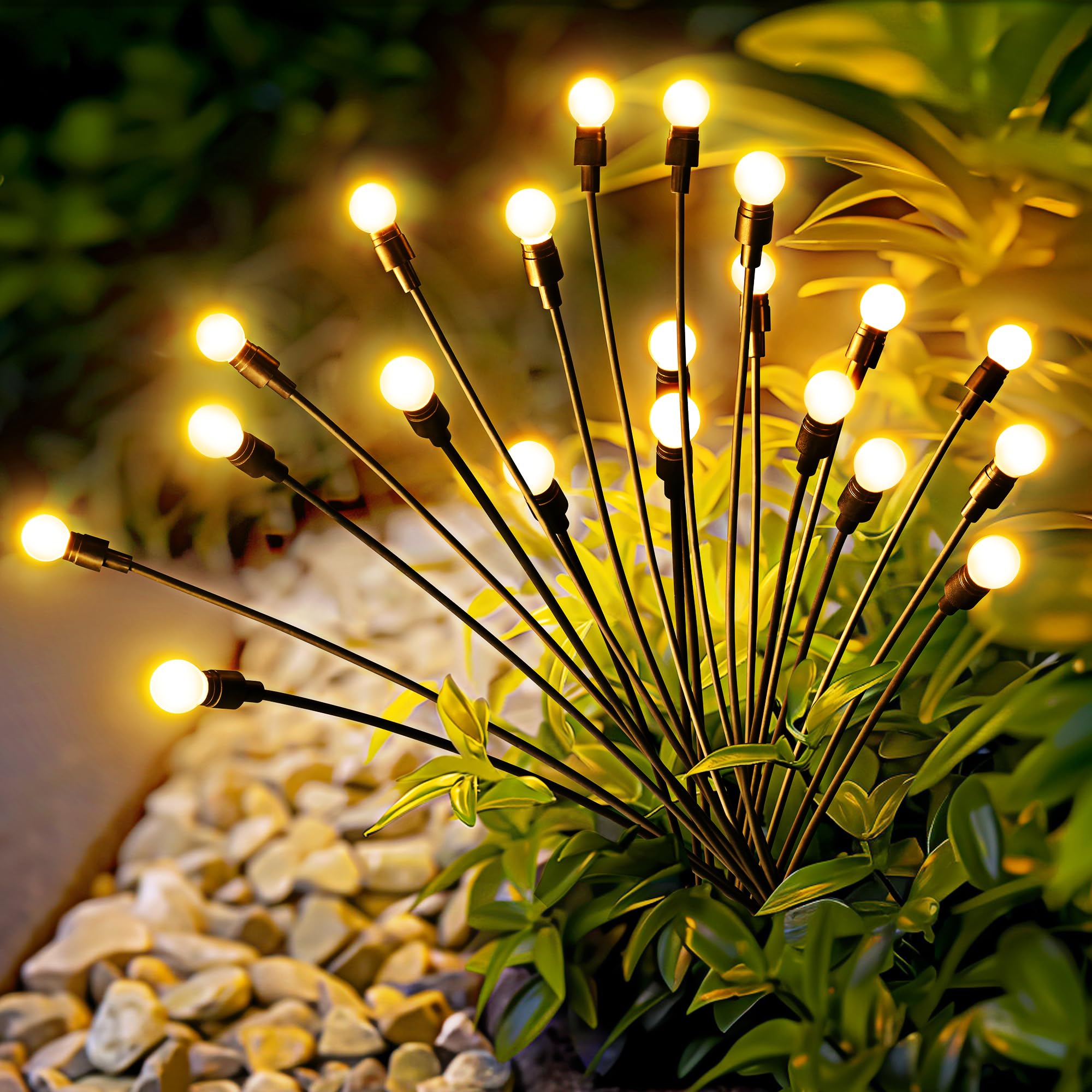 Solar Garden Lights, 20 LED Firefly Garden Lights Solar Outdoor, Solar Lights for Outside Sway by Wind,Solar Lights Outdoor Waterproof for Christmas Yard Patio Pathway Decoration (2 Pack)