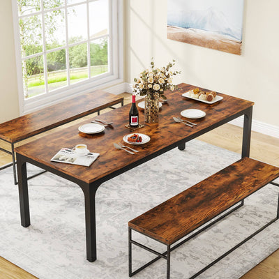 Charlotte Rectangular Dining Table | 78 inch Long Wood Kitchen Table for 6-8 People