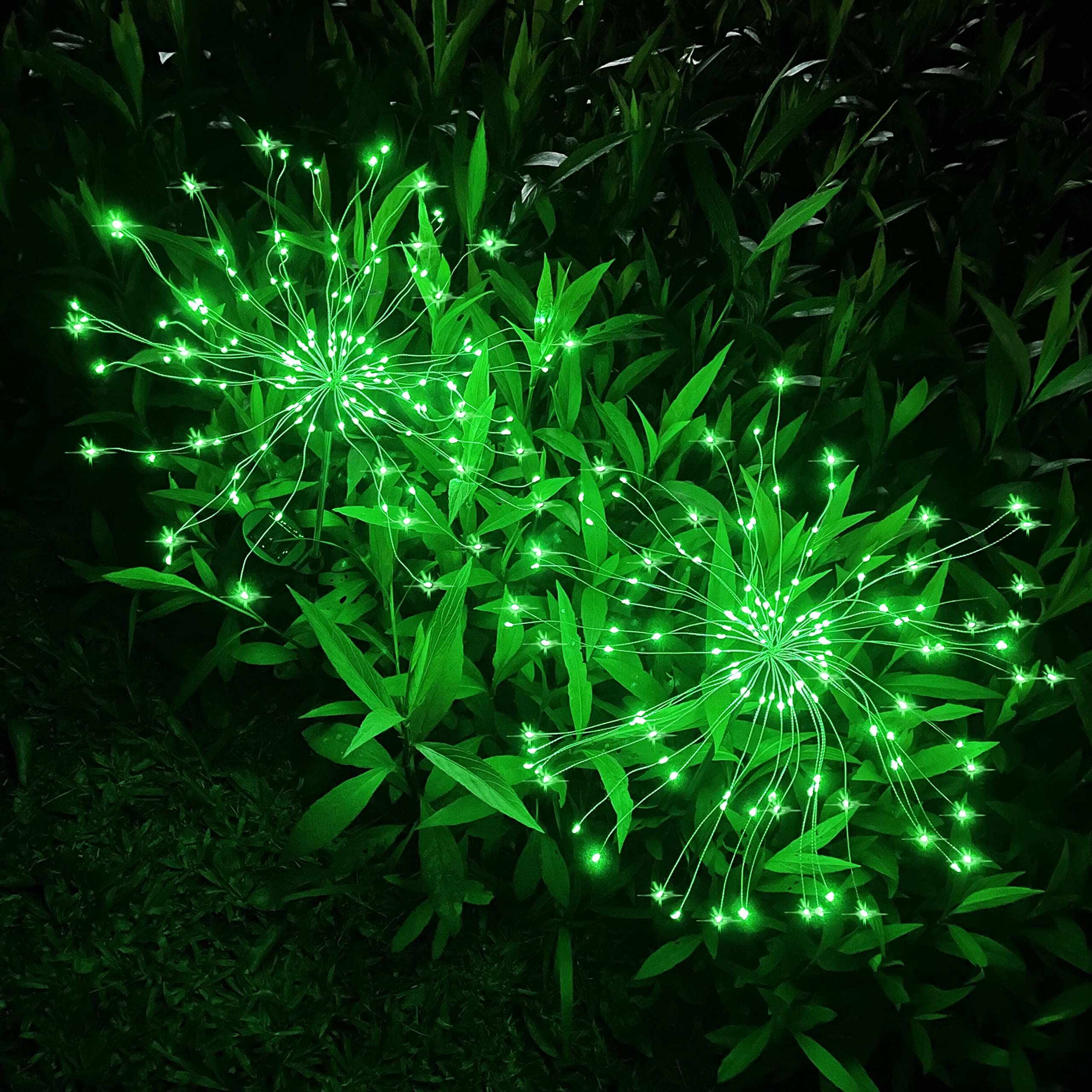 Solar Firework Lights, 2 Pack 120 LEDs 2 Lighting Modes Outdoor Waterproof for Garden Patio Walkway Pathway Party Wedding Christmas Decorative - Cool White