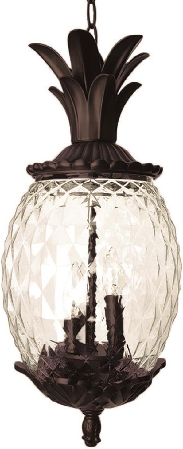 3-Light Outdoor Light Fixture Hanging Lantern, Black Coral