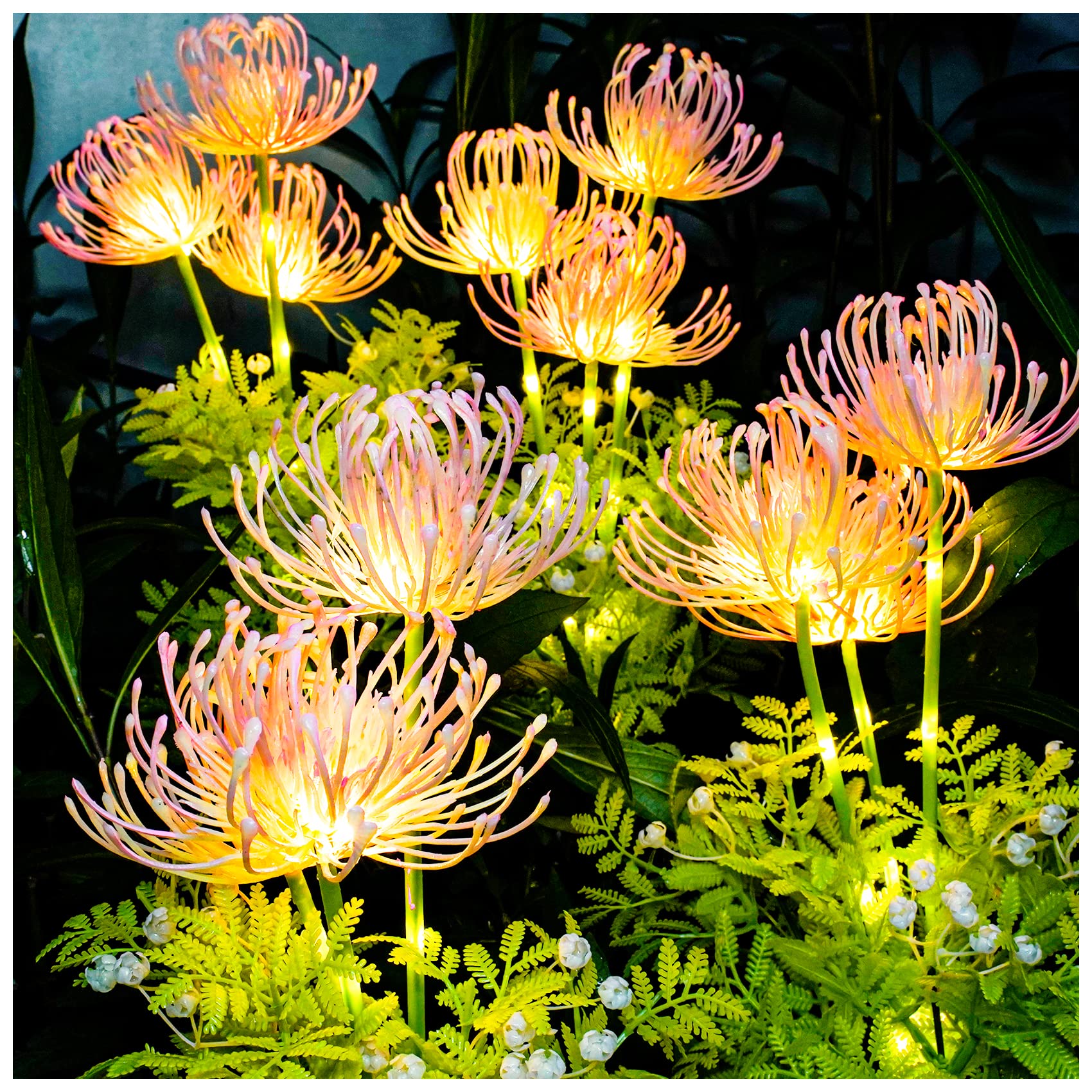 Solar Garden Lights, Solar Flowers Lights with Glowing Flowers & Stems, Upgraded Solar Panel, Solar Lights Outdoor for Garden Decoration,Yard Decor and Gift for Mother (2 Pack)