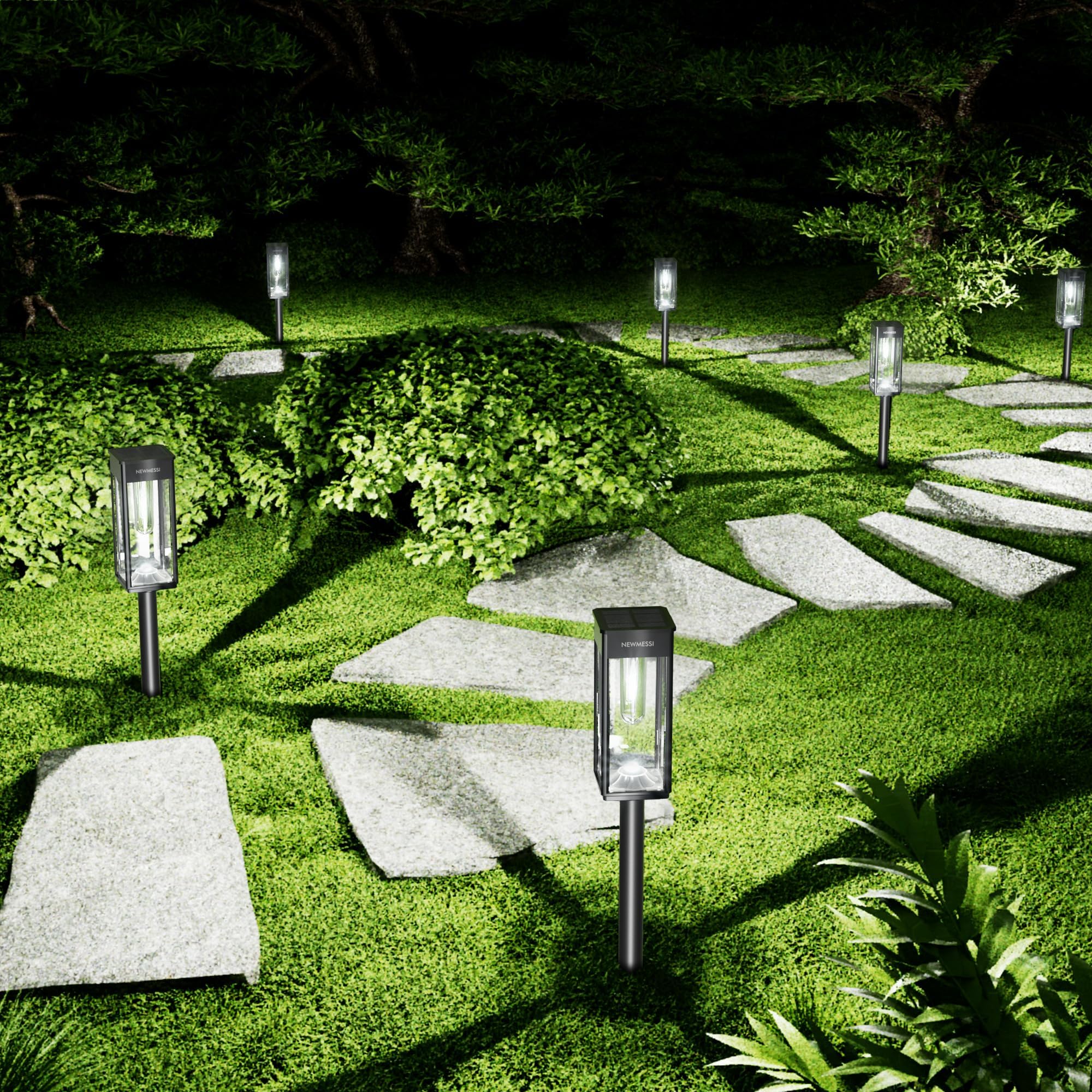 Solar Pathway Lights Outdoor, 6 Pack Solar Garden Lights Waterproof Bright LED Path Lights Solar Powered for Outside Yard Patio Lawn Walkway Driveway Decor Landscape Lighting (Cool White)