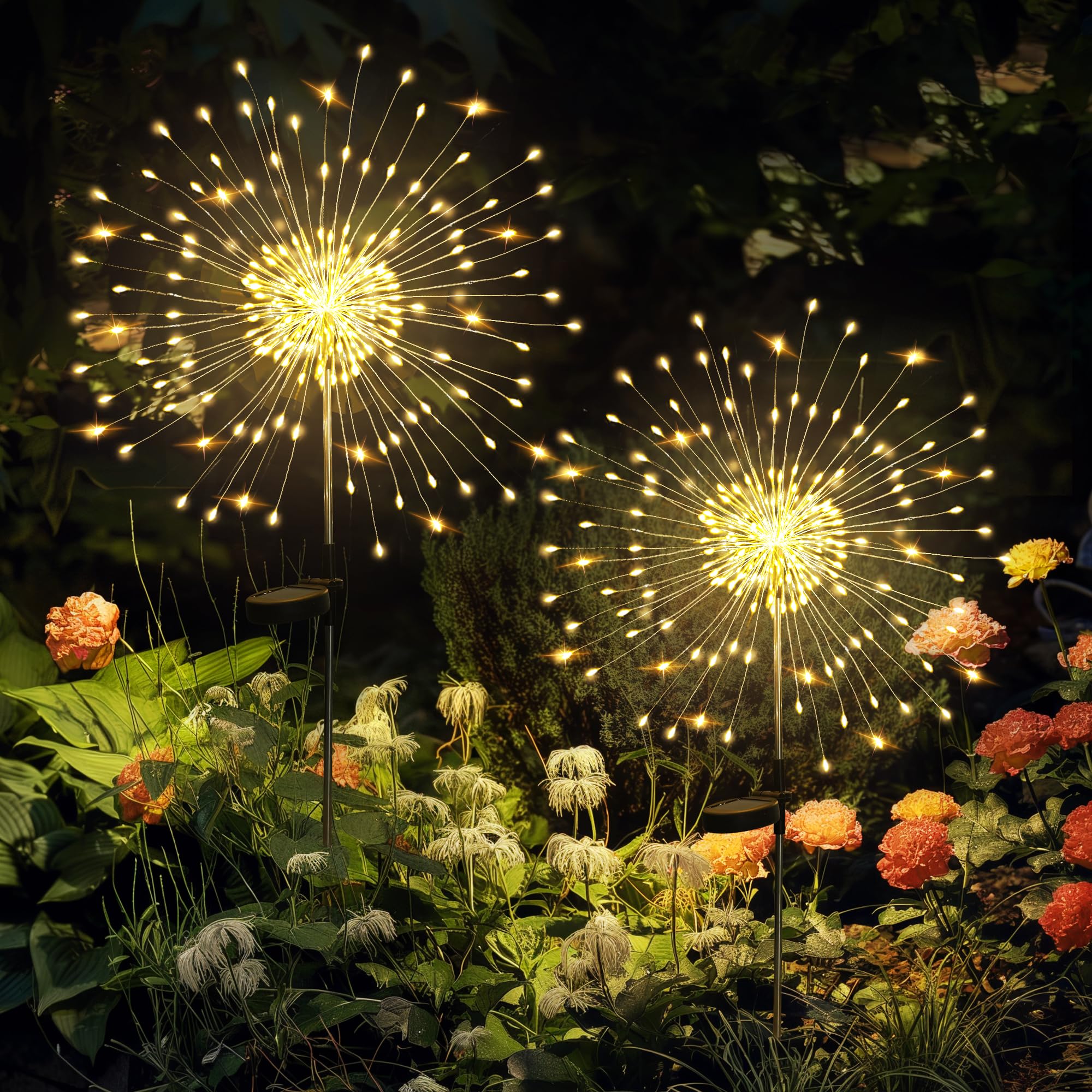 Garden Outdoor Decor Lights 120LED 2Pack, Solar Garden Lights for Yard Outside Fairy Garden Lights Decorative, Solar Lights for Yard Pathway Flowerbed Planter Balcony Patio Garden Decor