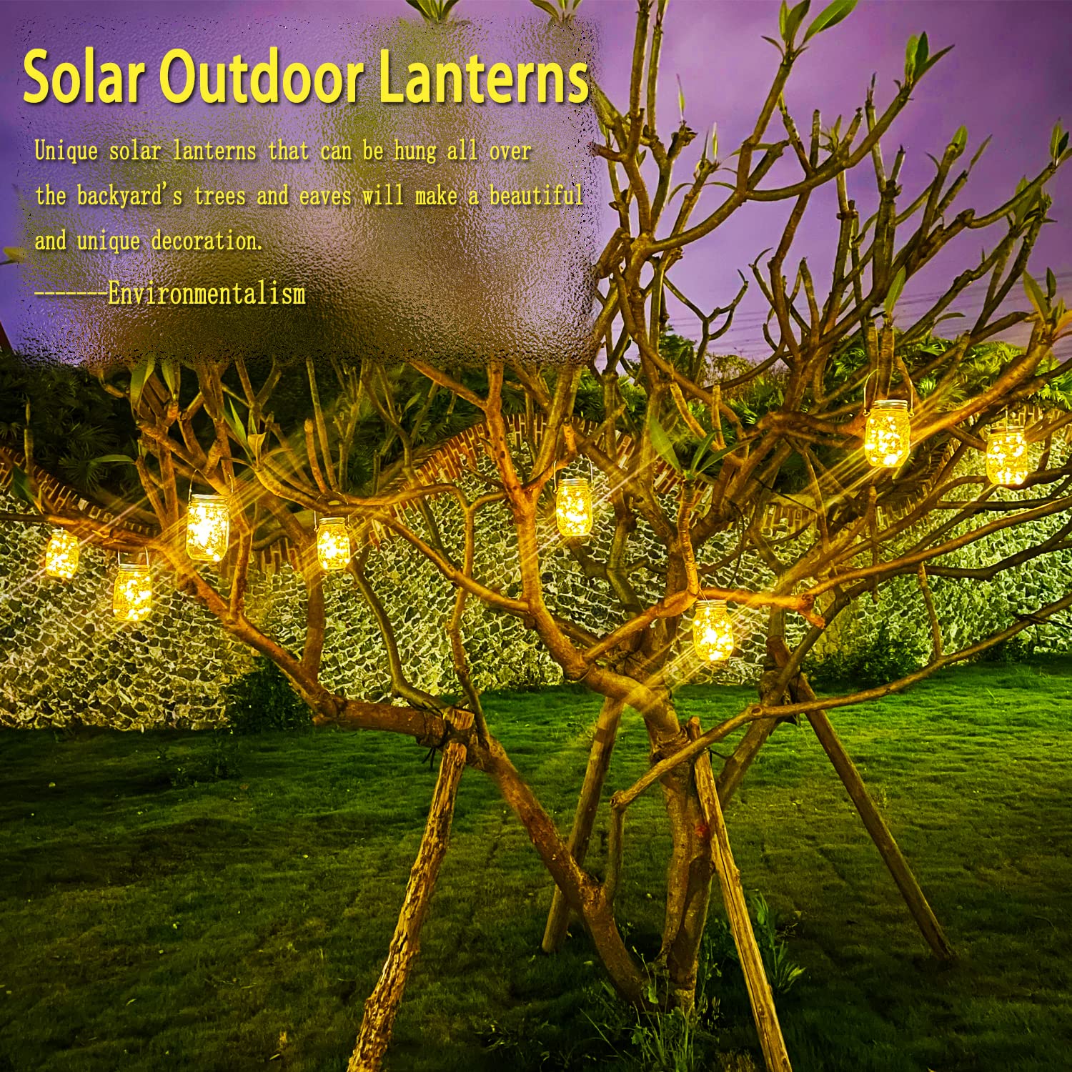 Cooo 12 Pack Crystal Glass Solar Lanterns Outdoor Waterproof 30LED Mason Jar Lights Solar Powered Garden Handmade Wall Lighting Fixtures（Just a Little More, Get Double The Delight -12 Sets Warm White）