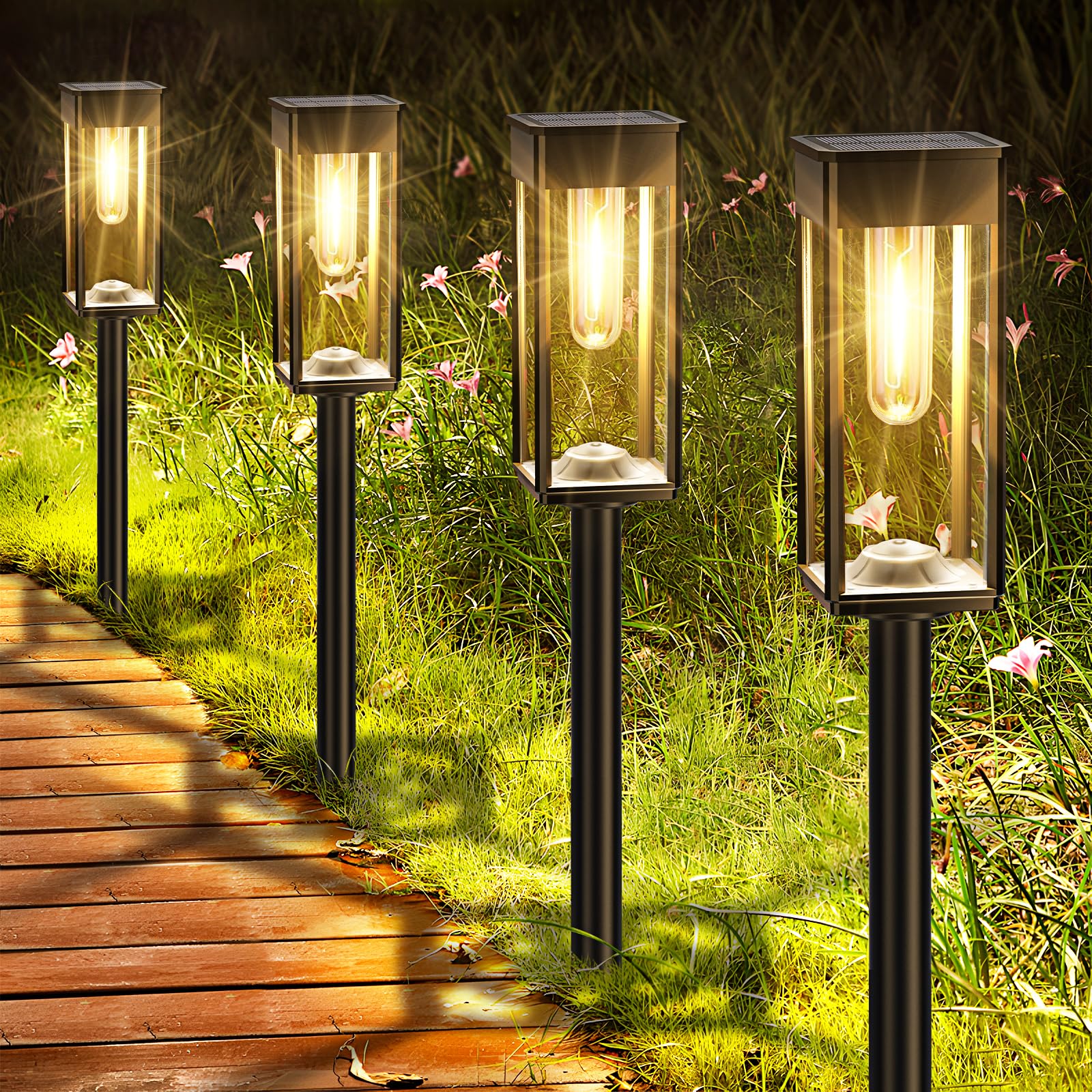 Solar Pathway Lights Outdoor, 6 Pack Solar Garden Lights Waterproof Bright LED Path Lights Solar Powered for Outside Yard Patio Lawn Walkway Driveway Decor Landscape Lighting (Cool White)