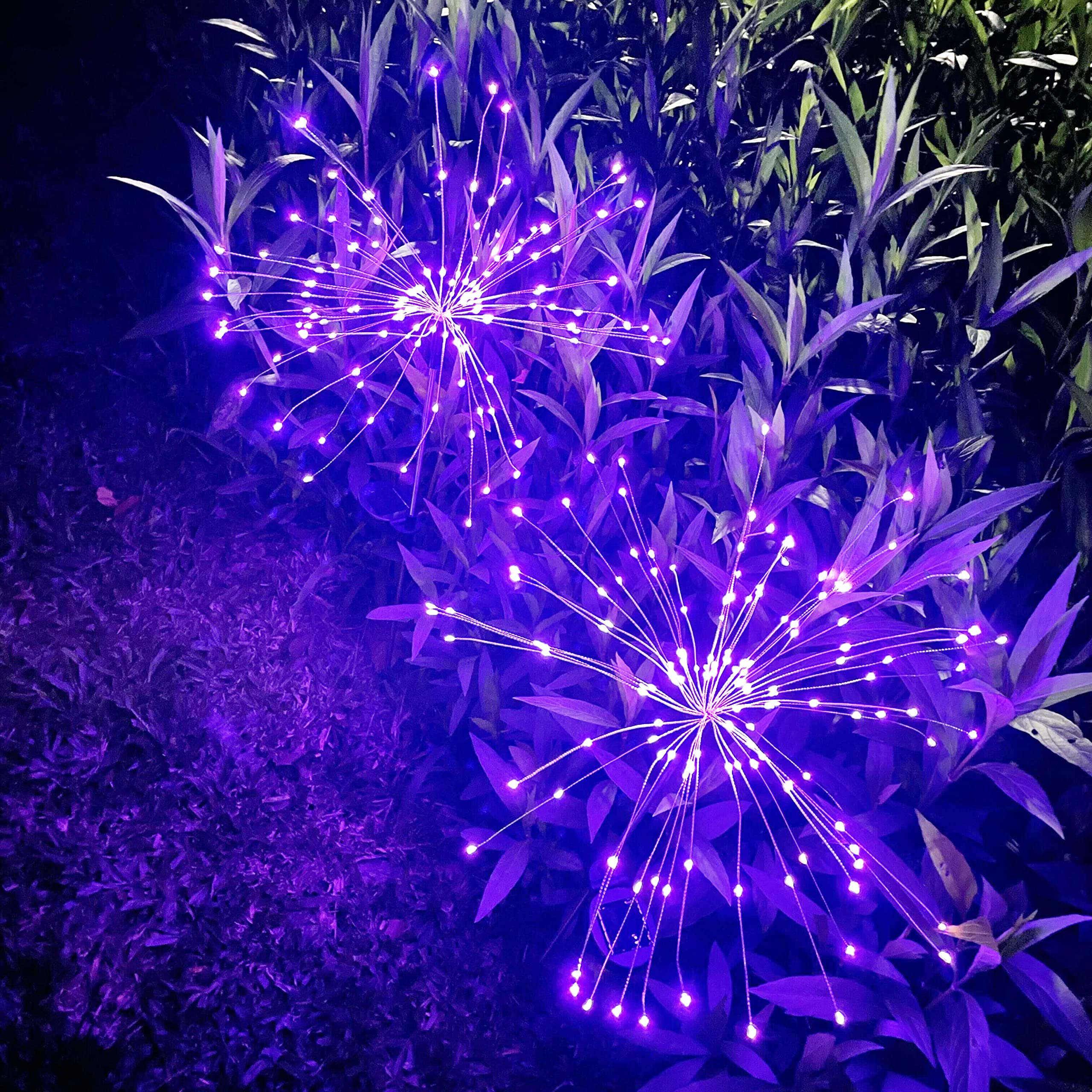 Solar Firework Lights, 2 Pack 120 LEDs 2 Lighting Modes Outdoor Waterproof for Garden Patio Walkway Pathway Party Wedding Christmas Decorative - Cool White