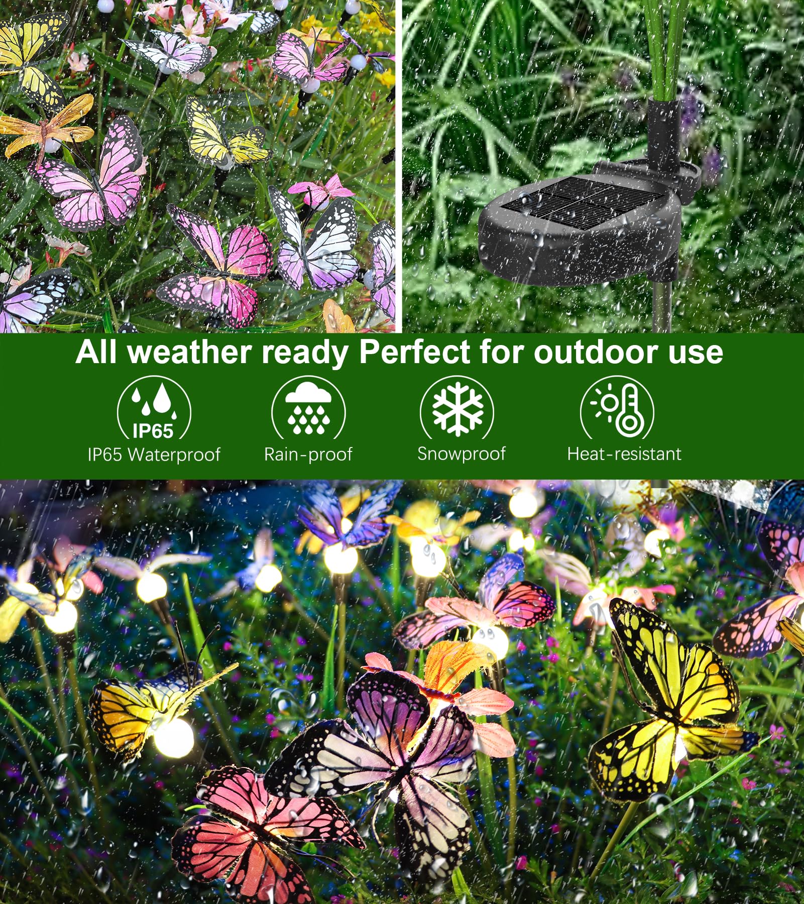 Solar Powered Butterfly Garden Stake Lights (2 Pcs Butterfly Lights)