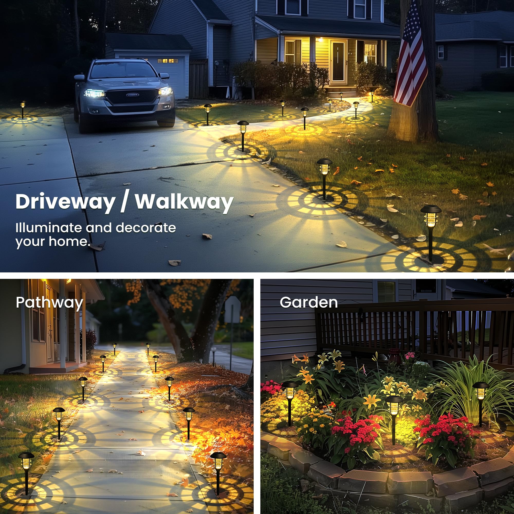 Solar Lights for Outside, Solar Outdoor Path Lights, Garden Lights Waterproof, Solar Powered Landscape Lighting for Yard, Garden, Pathway, Patio, Porch, Walkway, Driveway, 8 Pack(Cold White)