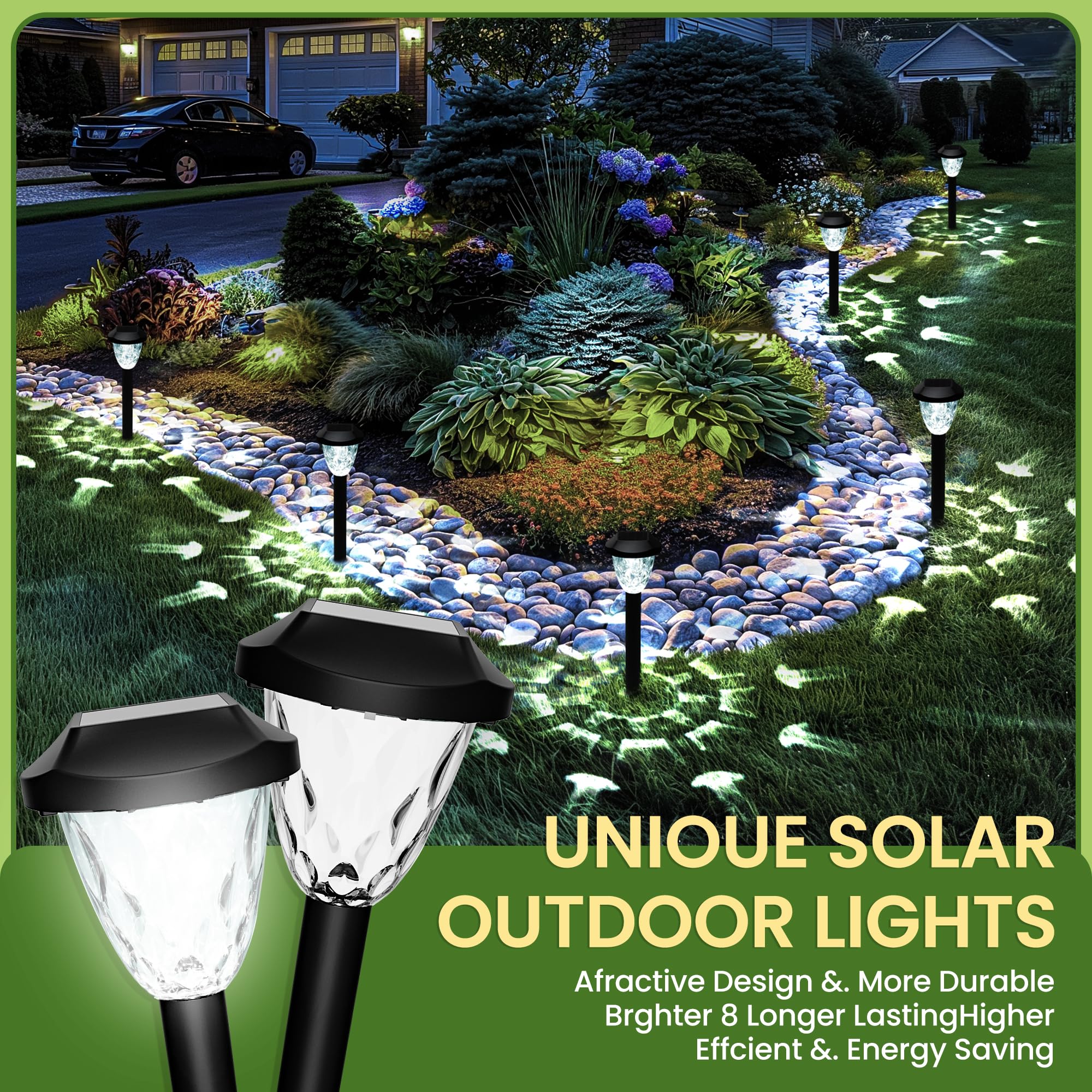 Solar Outdoor Lights, Bright Solar Halloween/Christmas Lights Outdoor with Great Pattern, Waterproof Auto On/Off Solar Lights for Outside Garden Walkway Driveway Yard Pathway(16 Pack)